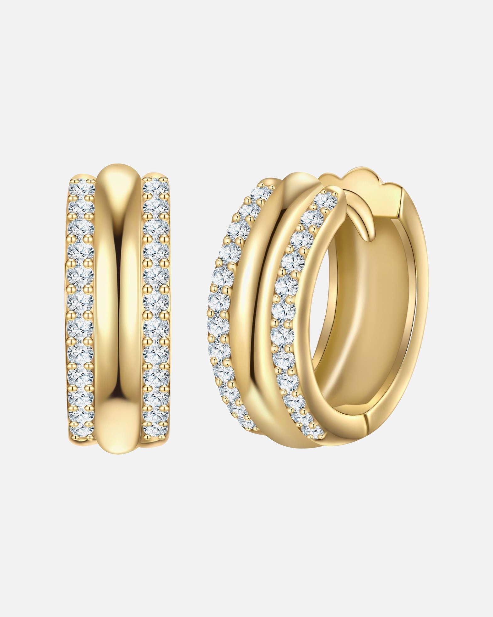 Créoles pour Femme Rafaela Donata Boucles d´oreilles en Argent sterling en Or jaune 14,2 mm