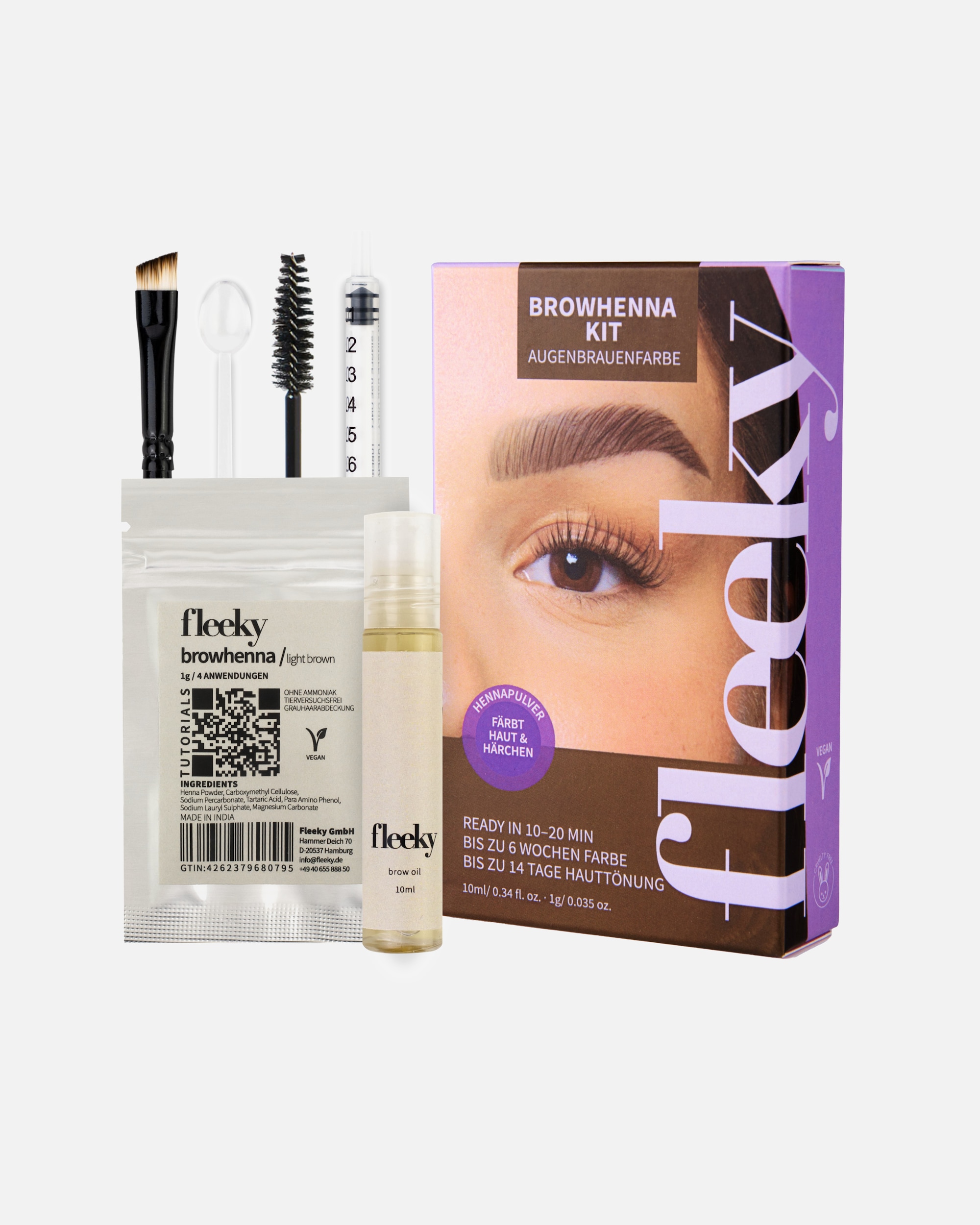 Teinture de sourcils pour Unisexe Fleeky Kit Coloration Sourcils henné - Profondeur & Précision Brun foncé