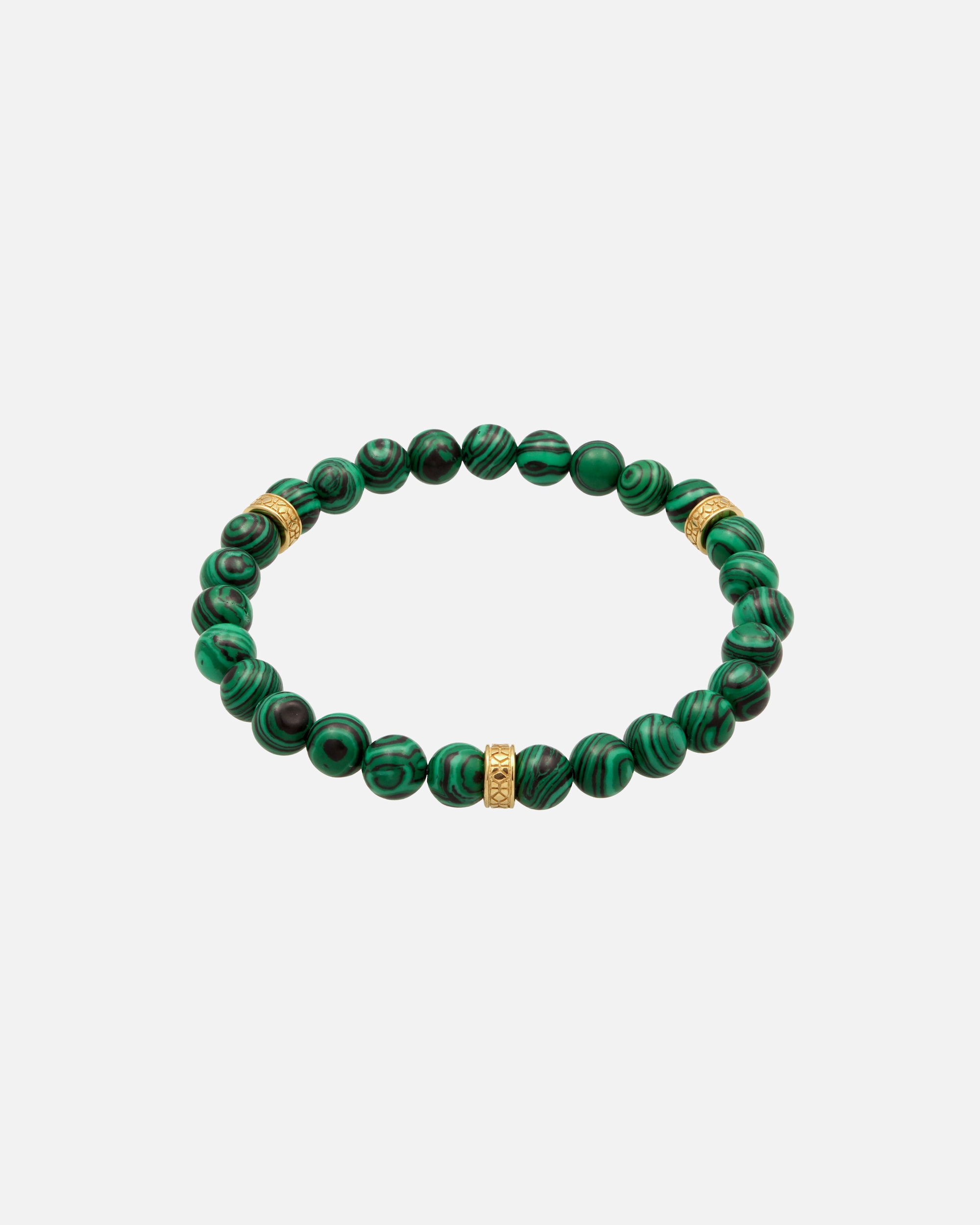 Bracelet pour Homme KUZZOI perle synthétique malachite Argent 925 oxydé 19