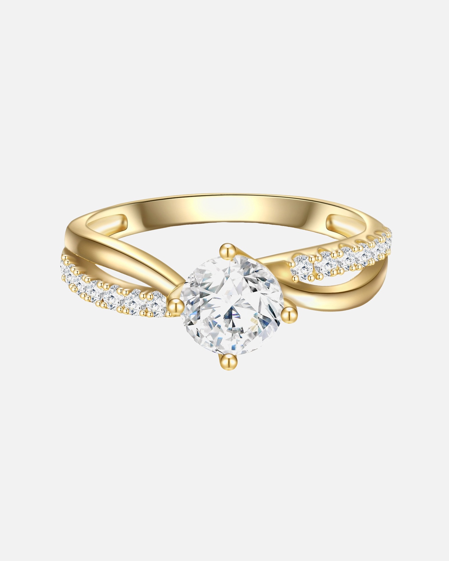 Bague pour Femme Trilani Bague en argent Argent sterling Oxyde de zirconium (CZ) en Or jaune 58