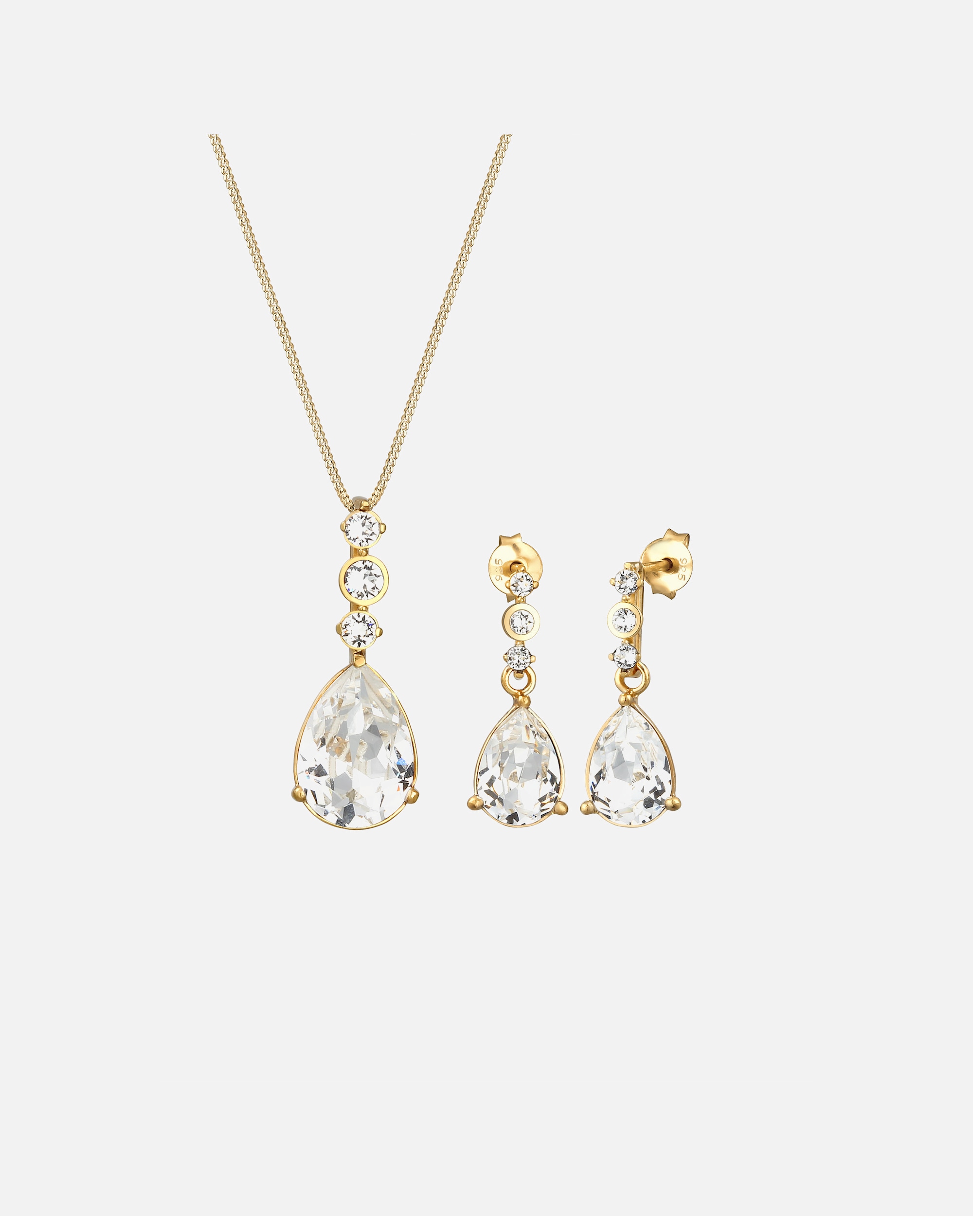 Bijoux pour Femme Elli PREMIUM Femmes Goutte noble Set pendentif d'oreilles avec cristaux en argent sterling 925 golfarben