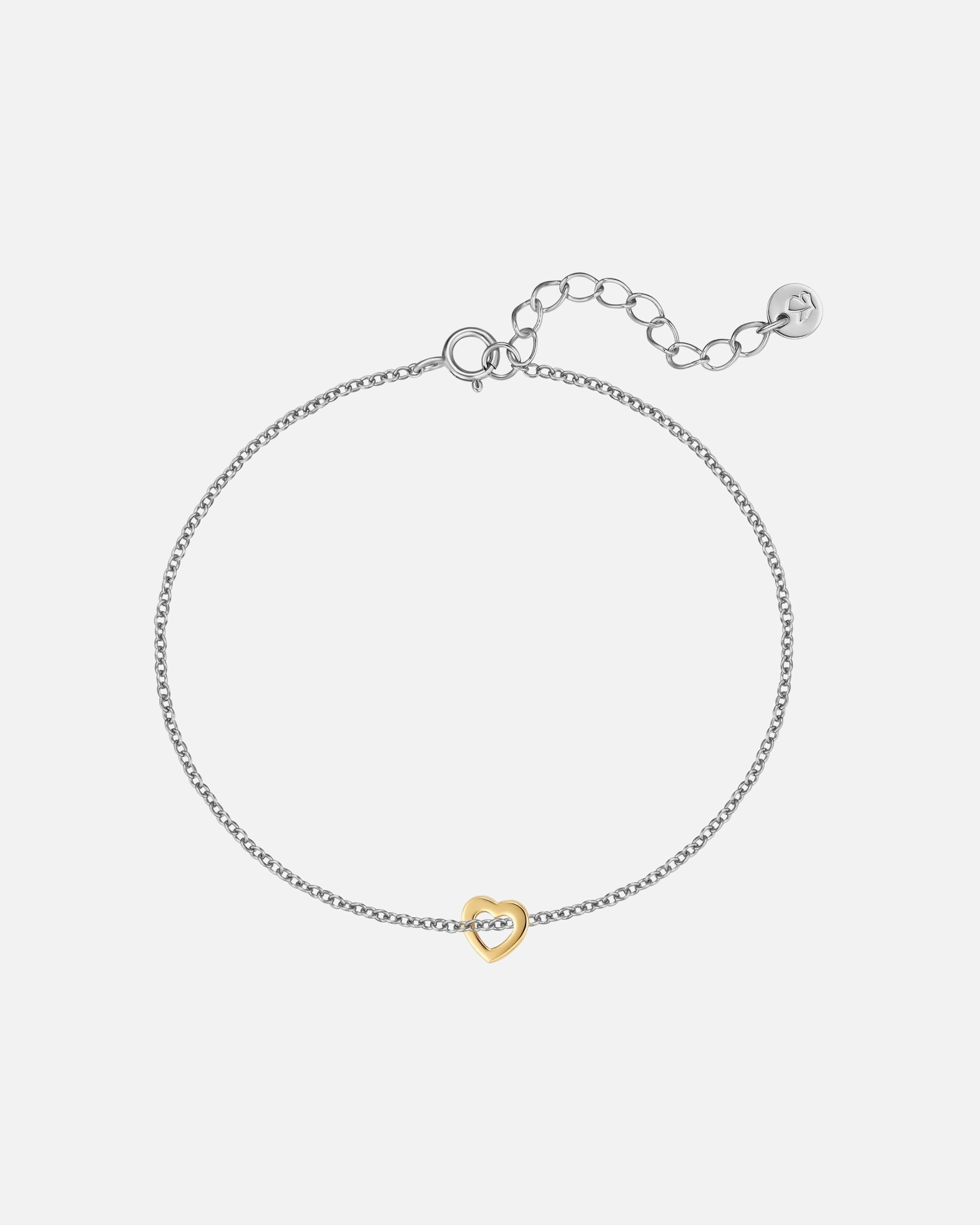 Bracelet pour Femme Glanzstücke München Bracelet Cœur en Argent Sterling en argent/or jaune Longueur de base 17,0 + rallonge 3,0 cm