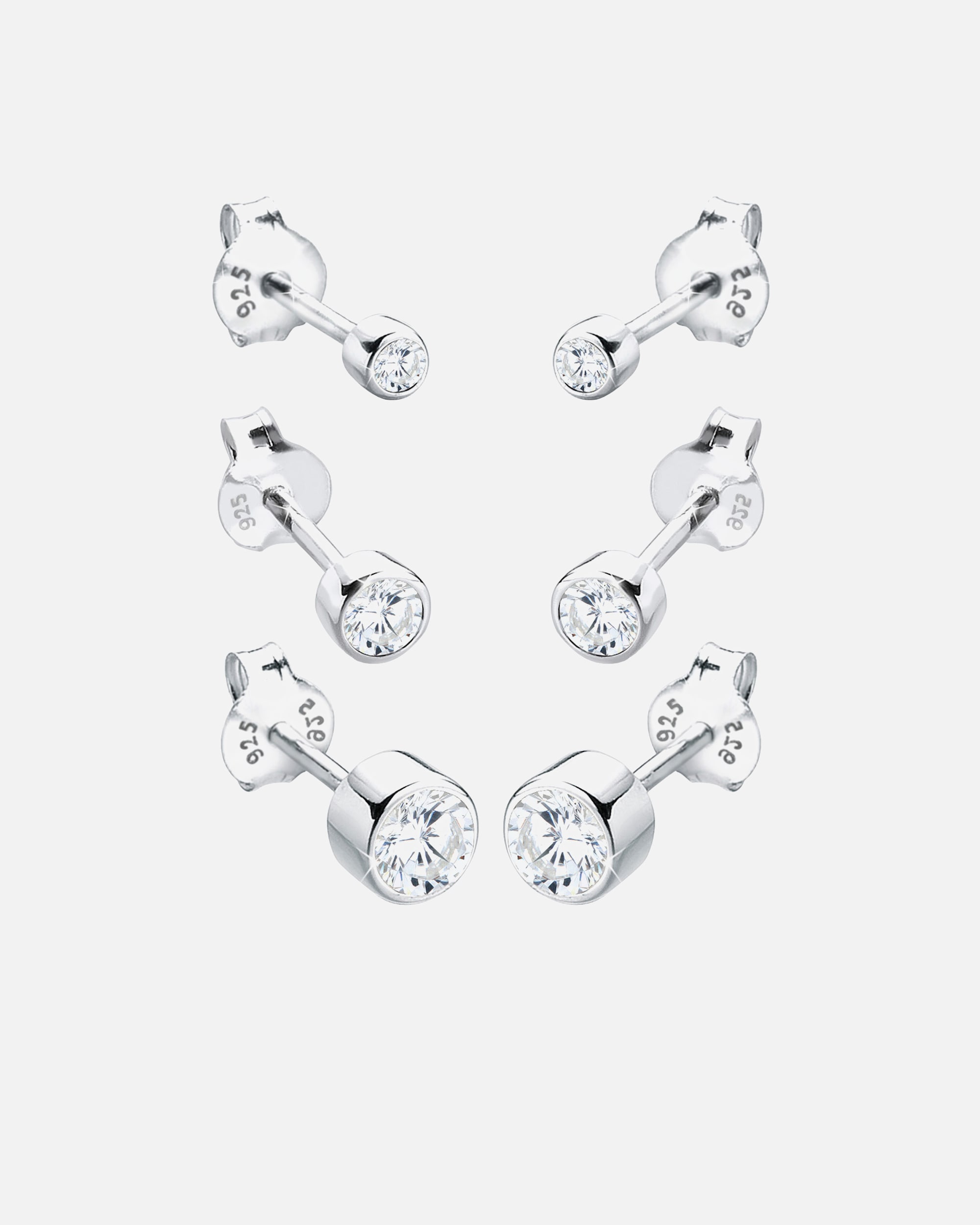 Boucles d'oreilles pour Femme Elli Femmes Set basique avec cristaux de zirconium en argent sterling 925 Blanc