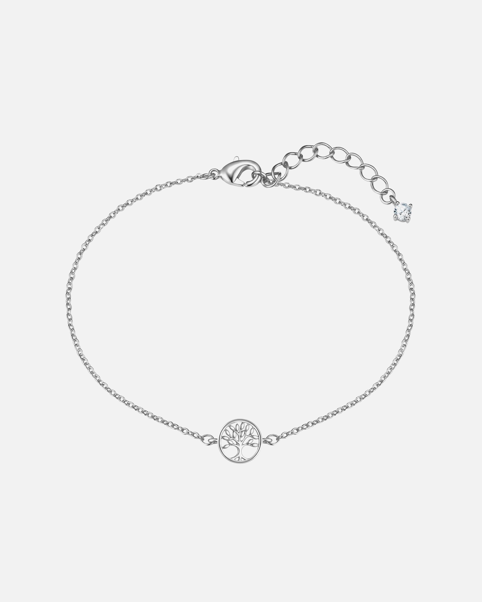 Bracelet pour Femme Lulu & Jane Bracelet Arbre de Vie en laiton en argent avec zirconium Longueur de base 17,0 + rallonge 3,0 cm