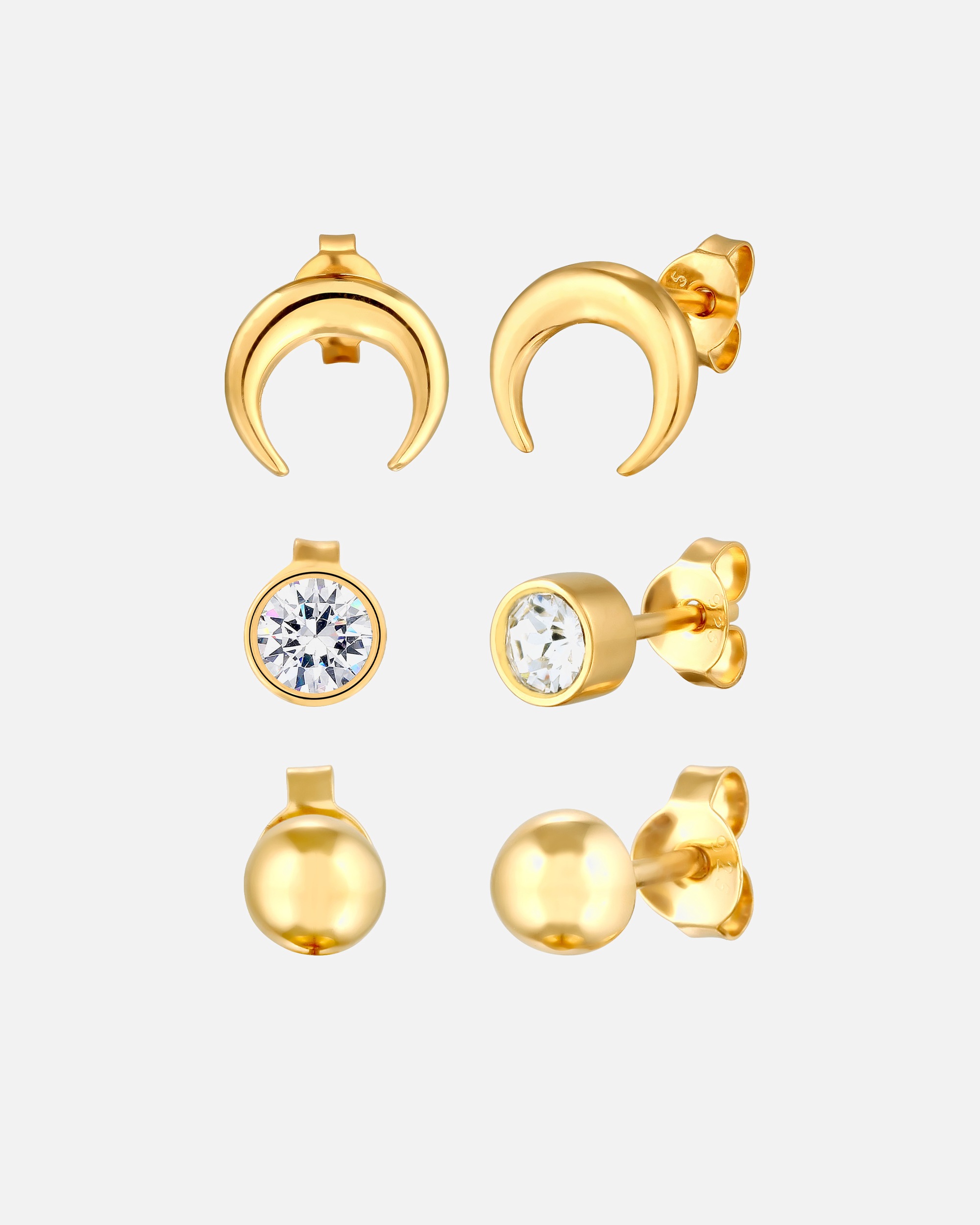 Boucles d'oreilles pour Femme Elli Boucles d'oreilles Croissant Cristaux de verre Blanc 925 Sterling Silver goldfarben