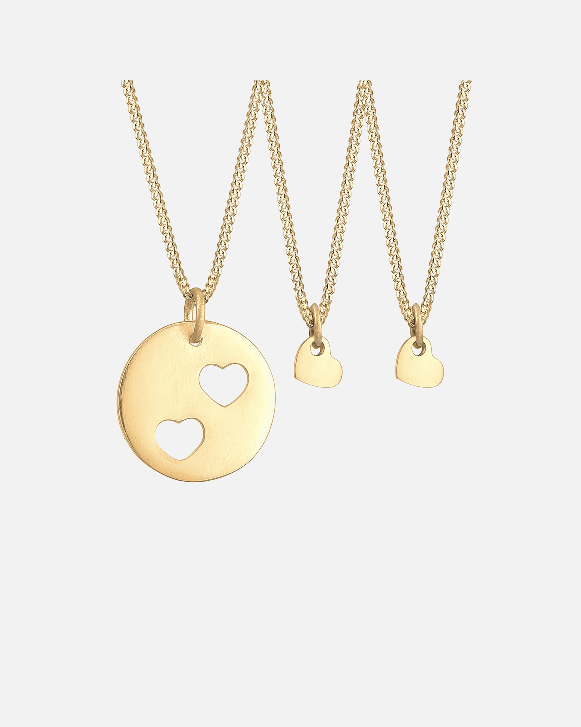 Parure de bijoux pour Femme Chaînes Trio Cœur Mère Enfants Cut Out Argent 925 goldfarben