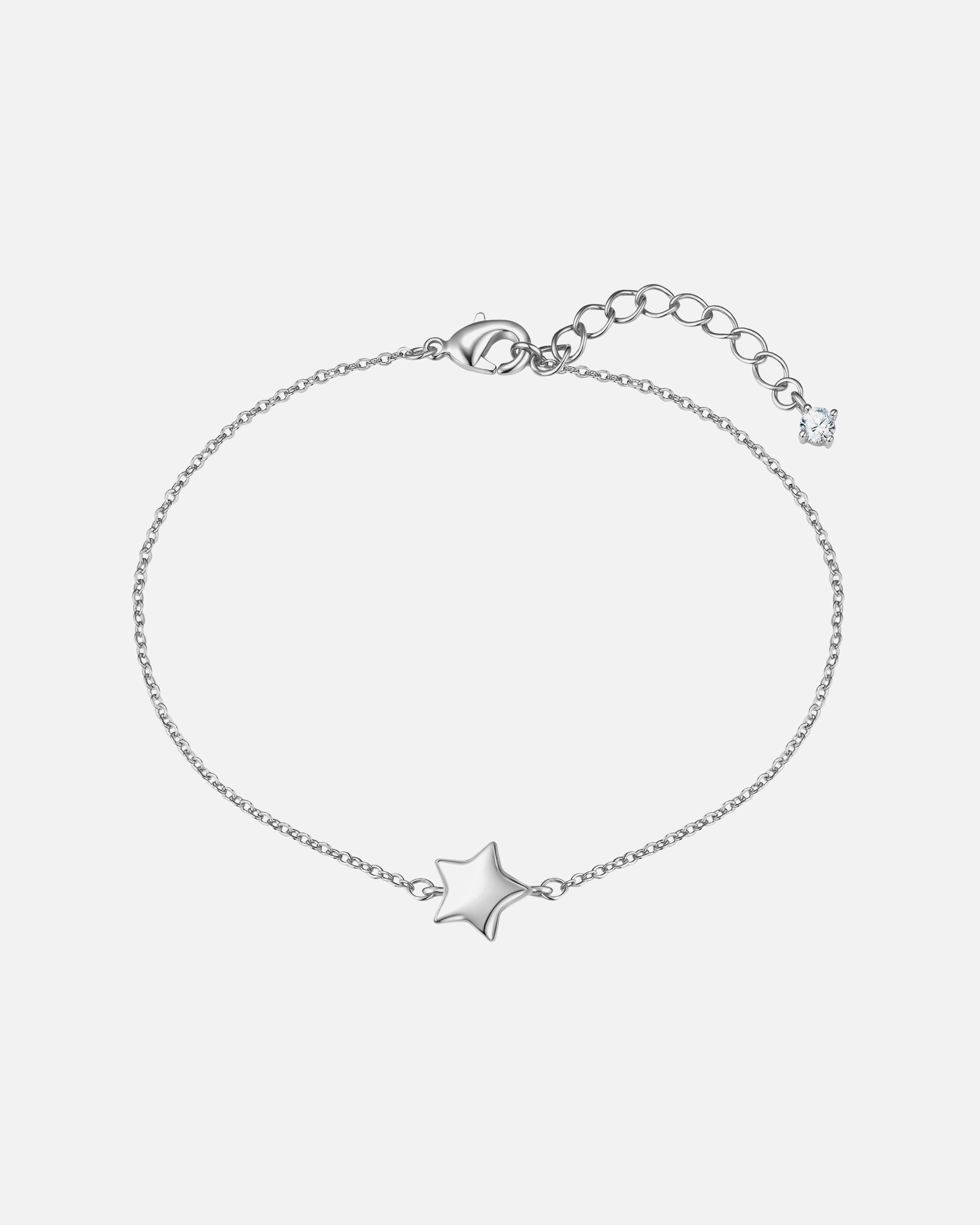 Bracelet pour Femme Lulu & Jane Bracelet Étoile en laiton en argent avec zirconium Longueur de base 17,0 + rallonge 3,0 cm