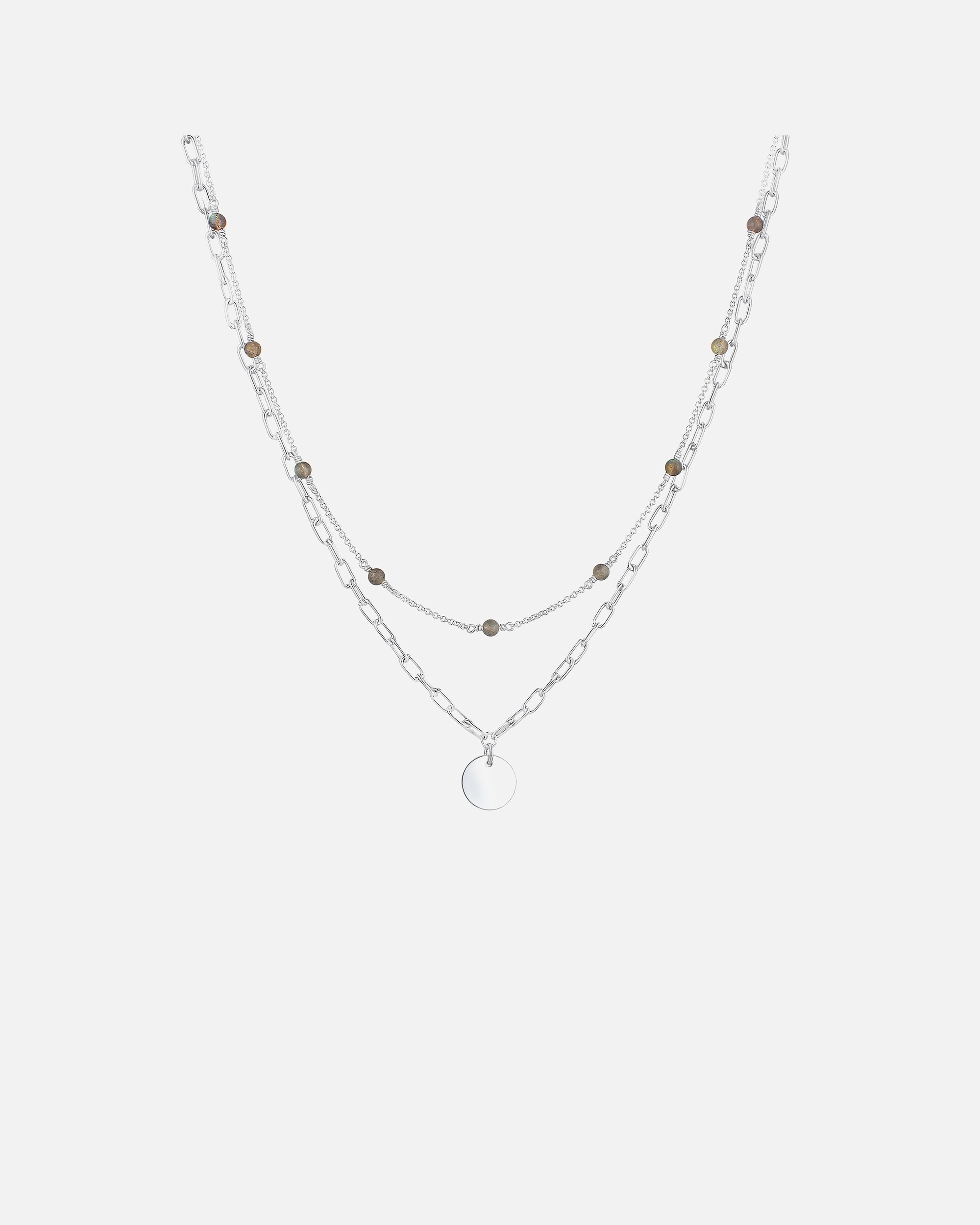 Collier pour Femme Elli PREMIUM Chaîne de vélo pour dames Pierre de Labradorite en argent sterling 925 45