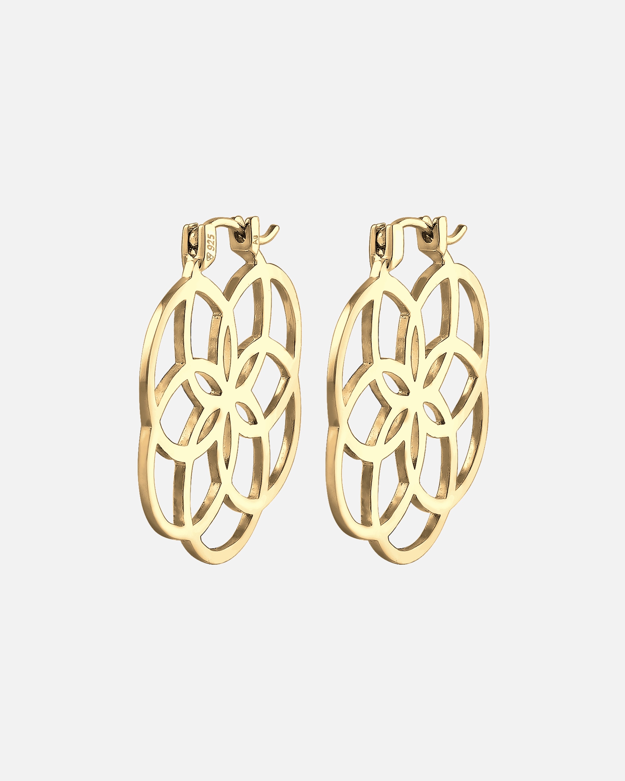 Boucles d'oreilles pour Femme Elli Femmes Créoles Fleur de Vie Ornement en Argent Sterling 925 Plaqué Or Rose goldfarben