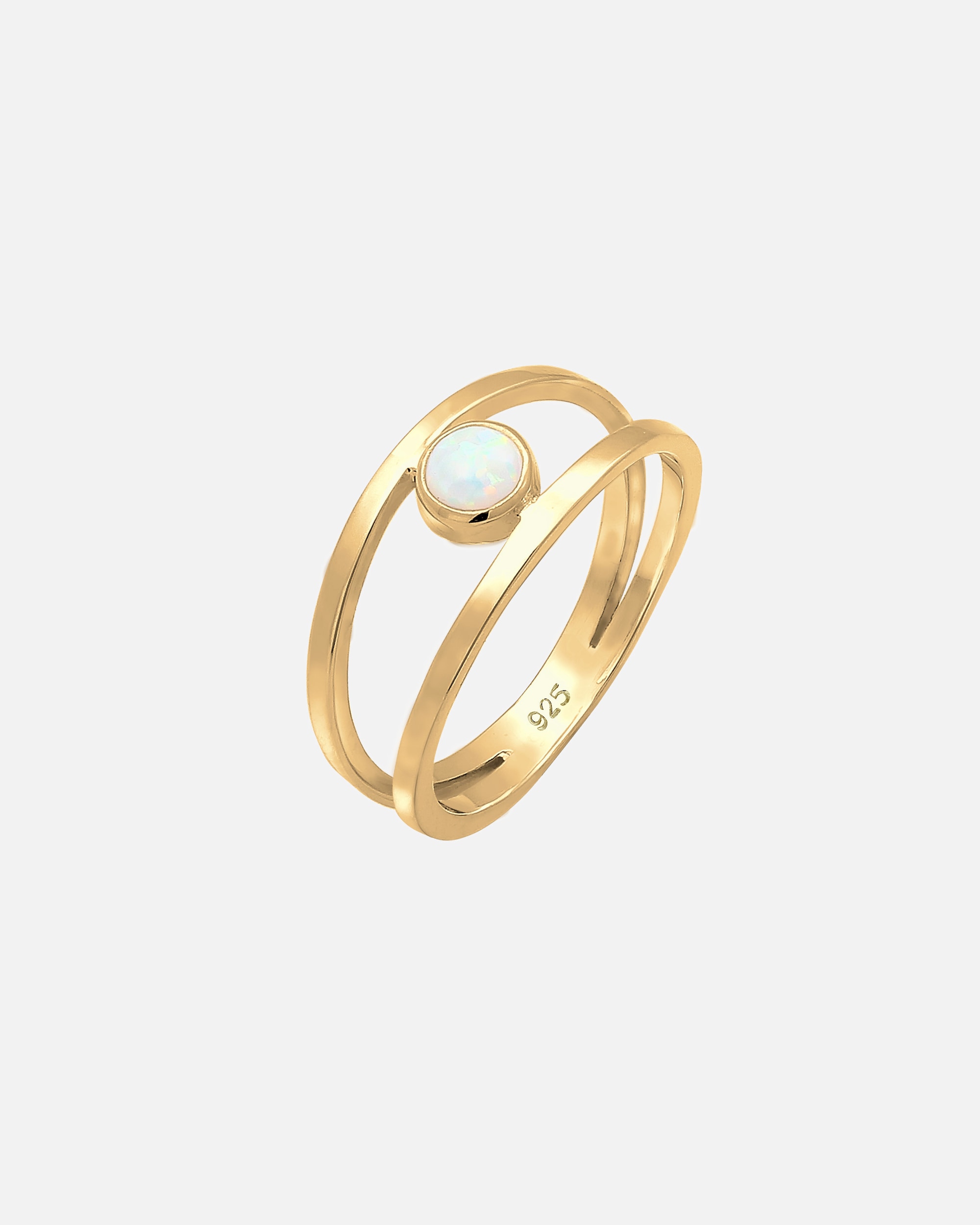 Bague pour Femme Elli Femmes Opale Synthétique à Double Sein en Argent Sterling 925 52