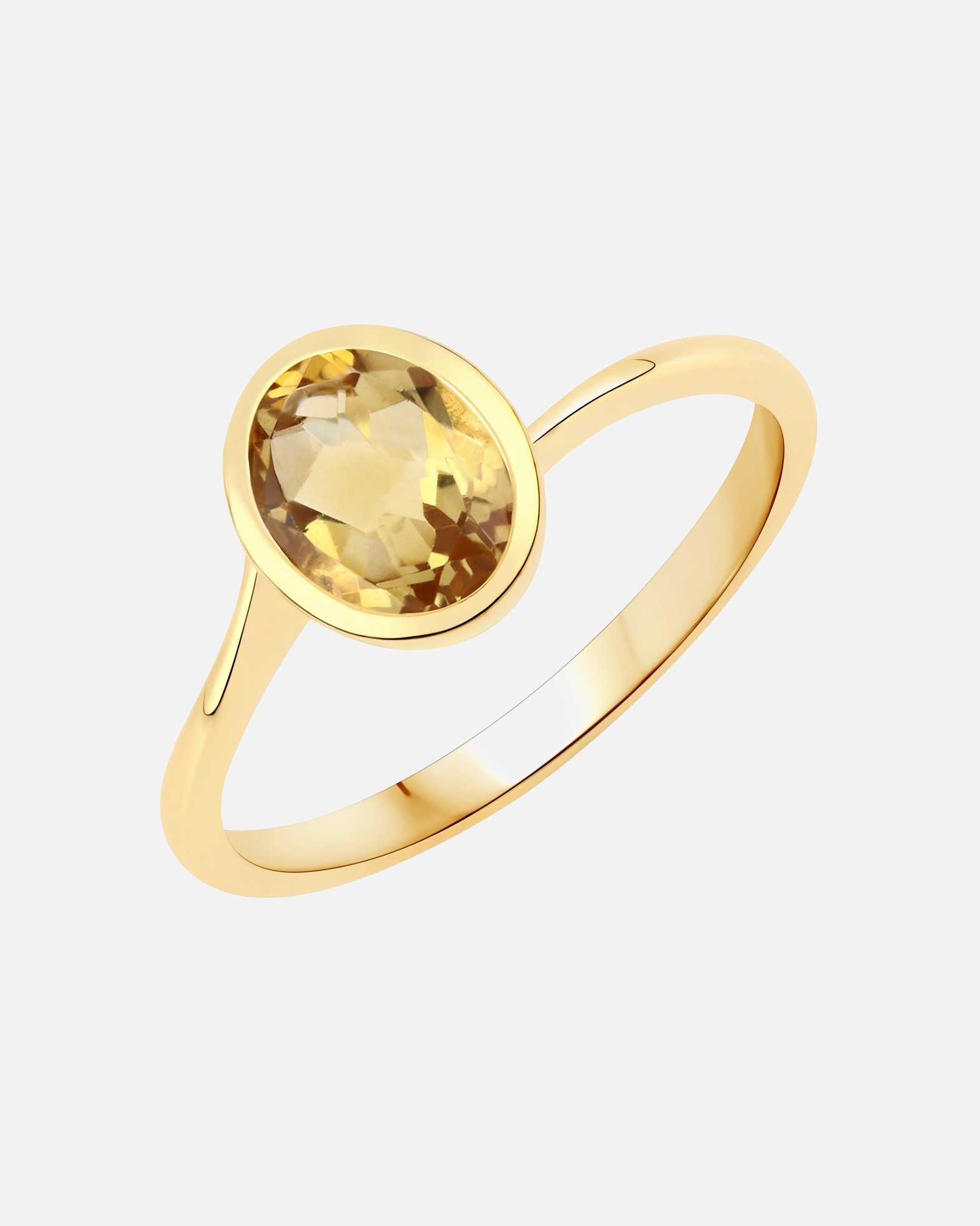 Bague pour Femme Rafaela Donata Bague Argent sterling Citrine en Or jaune 54