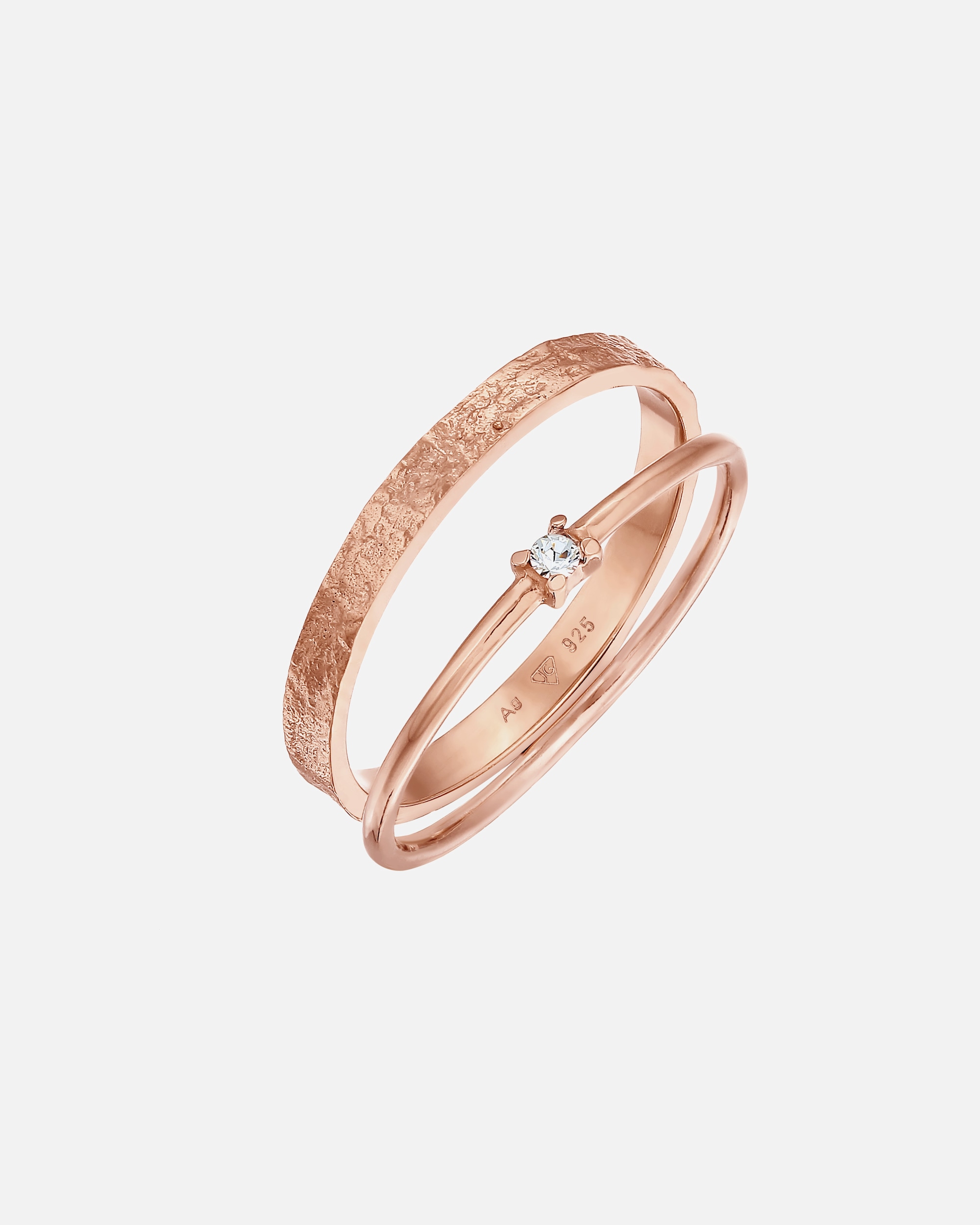 Bague pour Femme Elli Elli Ring Stapelring Kristall Solitär Bandring Set 925 Silber 54