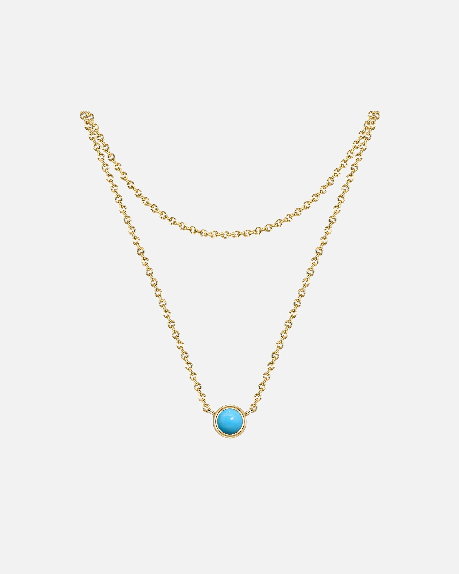 Collier pour Femme Collier en argent Argent sterling Turquoise reconstituée en Or jaune Chaîne de base 42,0/36,0 cm + rallonge d