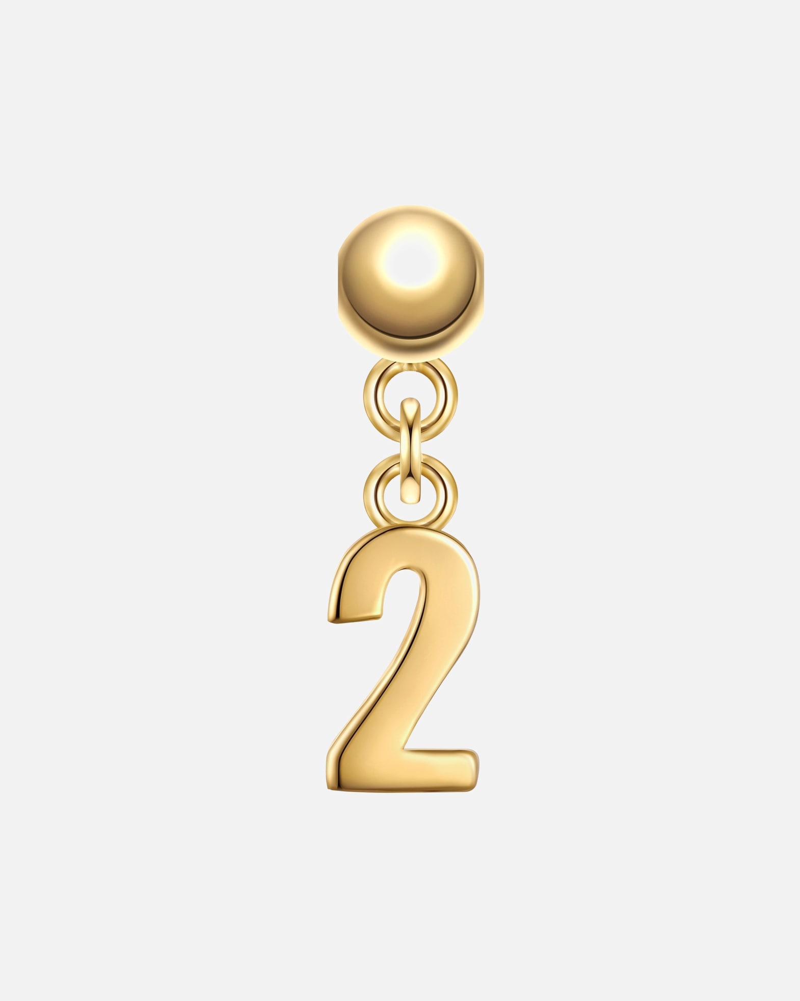 Pendentif pour Femme Glanzstücke München Breloque fantaisie Chiffre 2 en Argent sterling en Or jaune 15,4 mm
