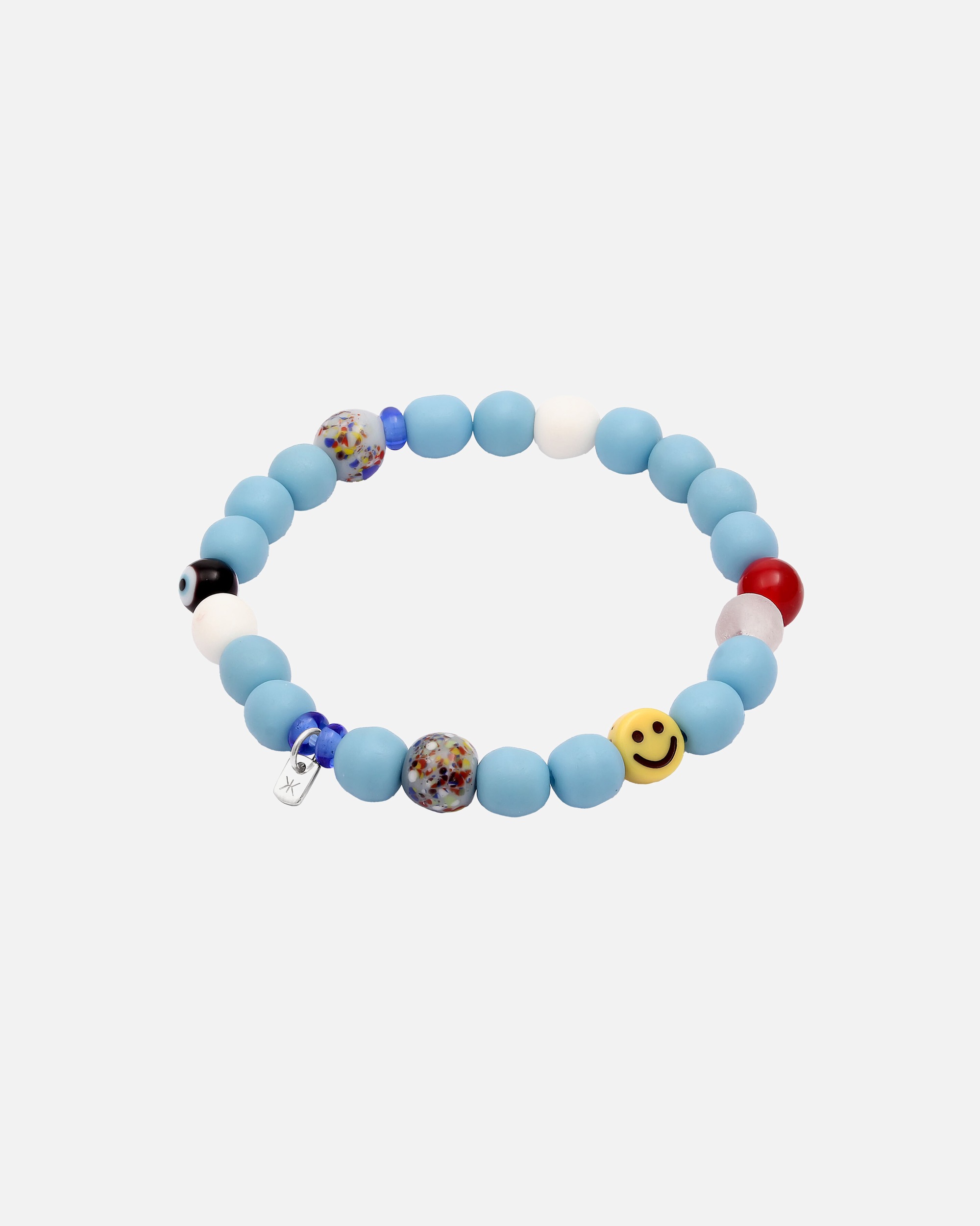 Bracelet pour Homme KUZZOI Bracelet beads Face Light Blue 925 Sterling Silver 19