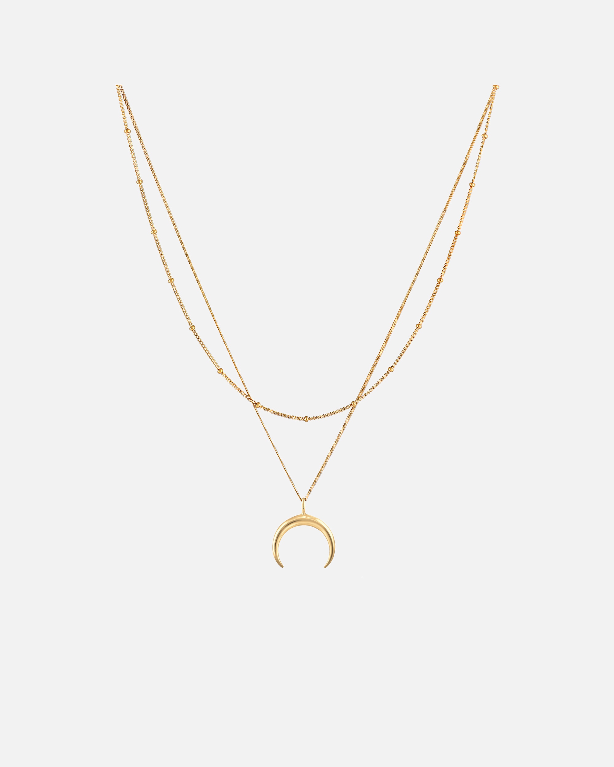 Collier pour Femme Elli Lune croissant couches à deux couches chaîne à Boules 925 Argent goldfarben