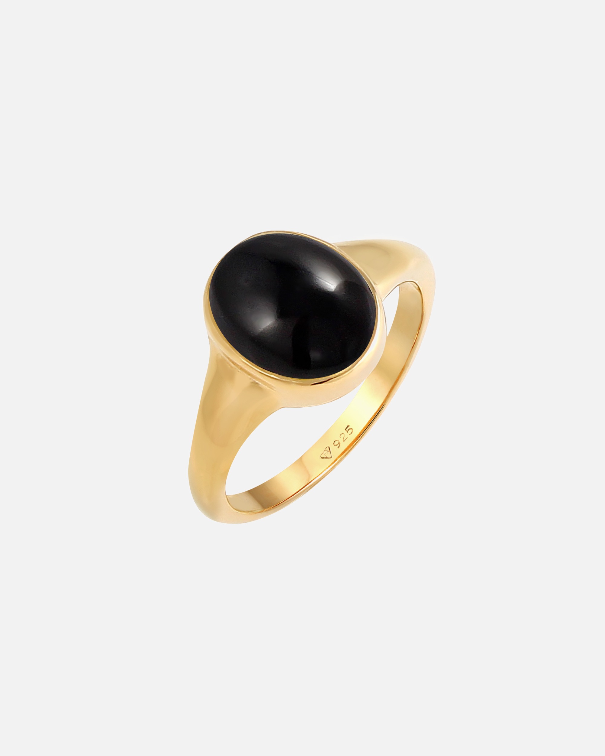 Bague pour Femme Elli Bague sceau Onyx ovale 925 Argent Plaqué Or 52
