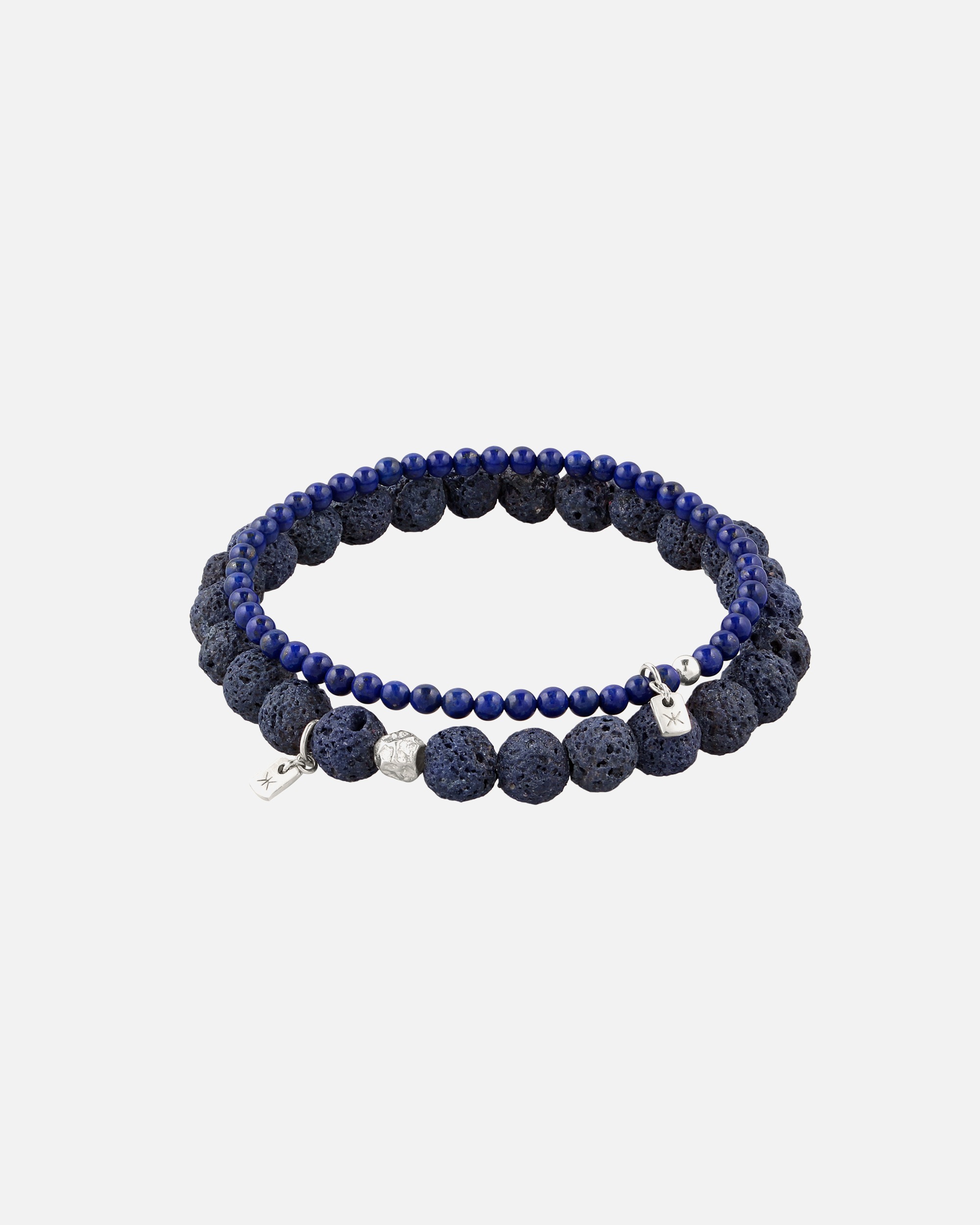 Bracelet pour Homme KUZZOI Bracelet beads Lapis Lazuli Bleu 925 Sterling Silver 19