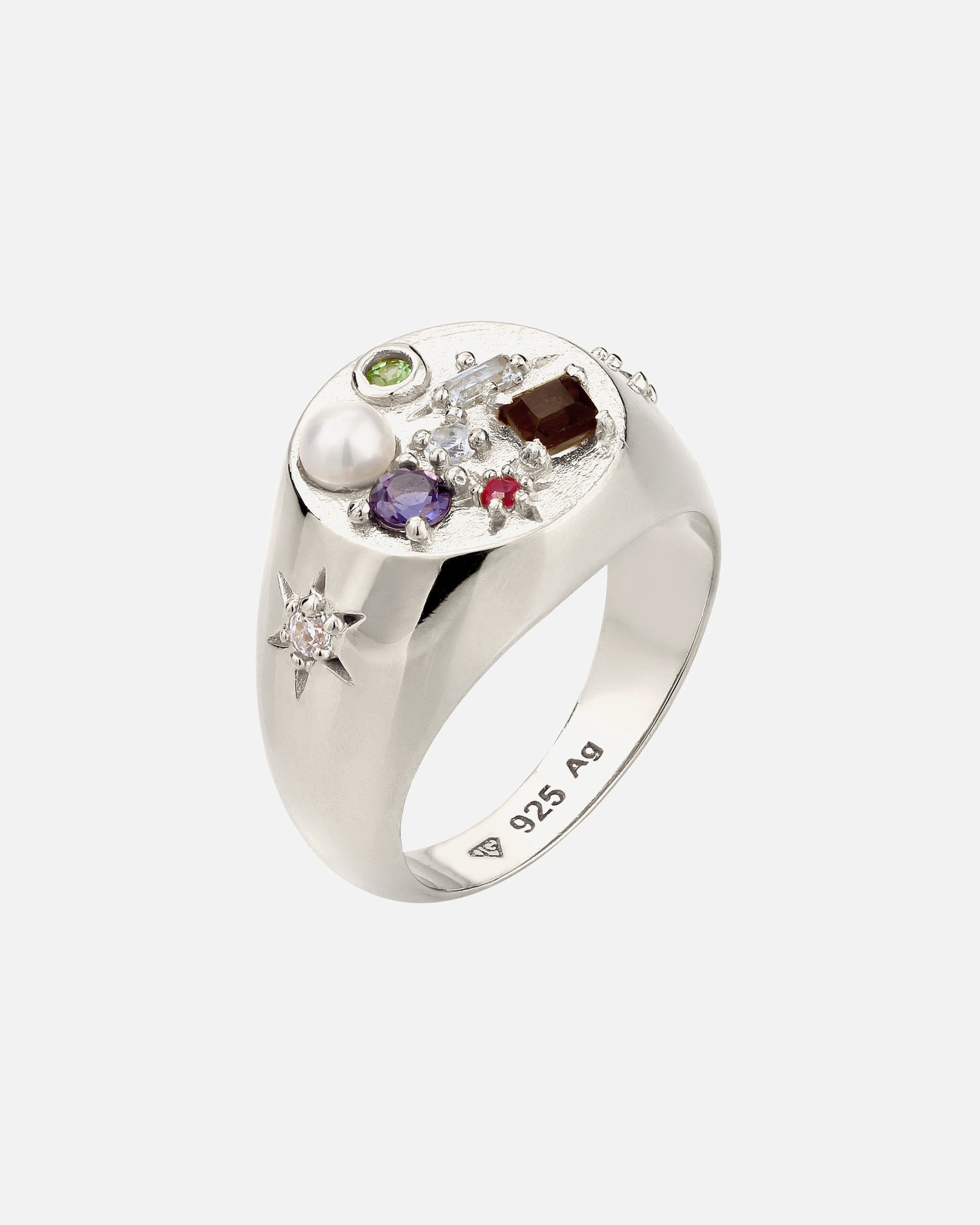 Bague pour Femme Elli PREMIUM Bague Signet Saphir Rose 925 Sterling Silver 54