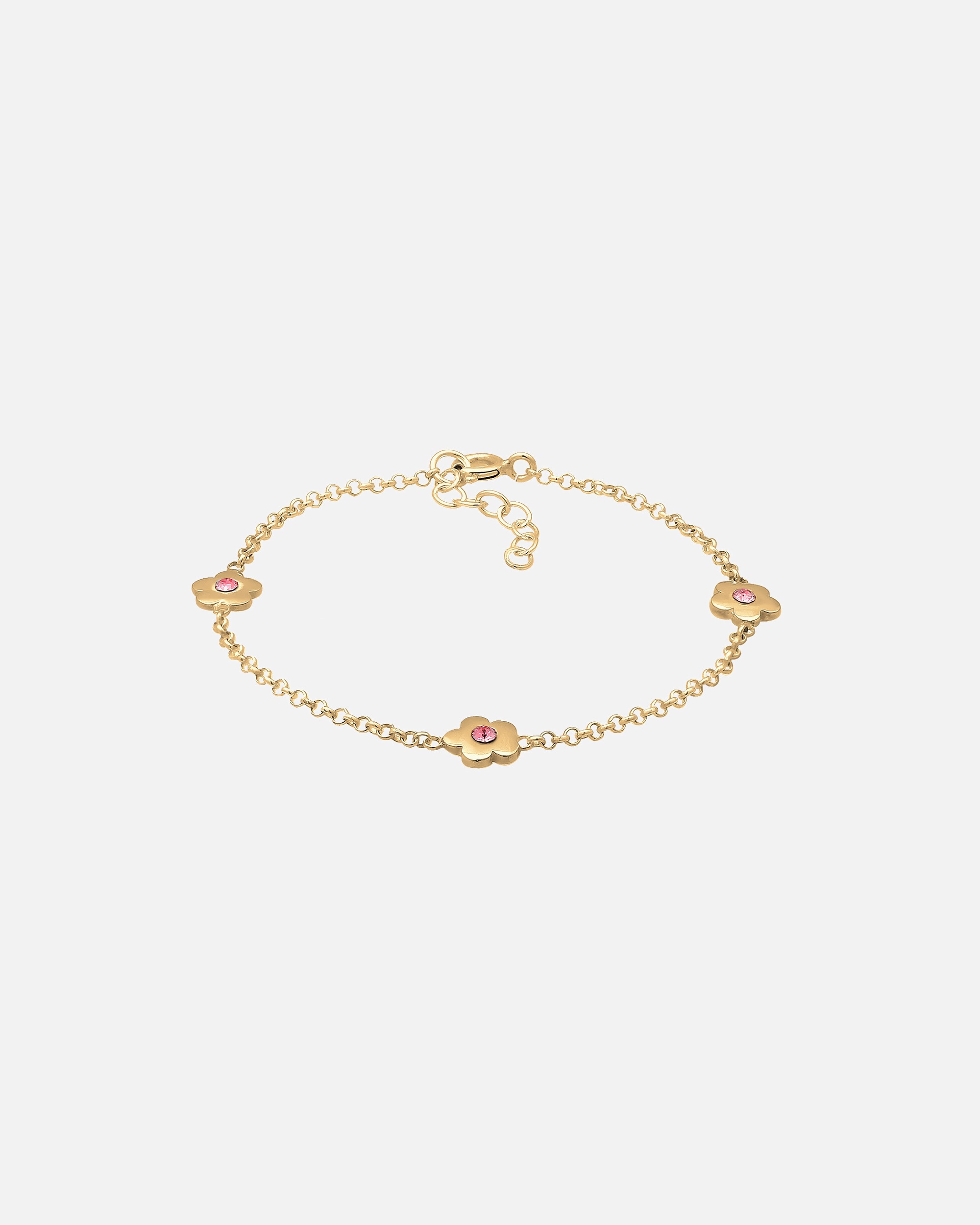 Bracelet pour Femme Elli Enfants fleurs roses Cristaux 925 Argent goldfarben