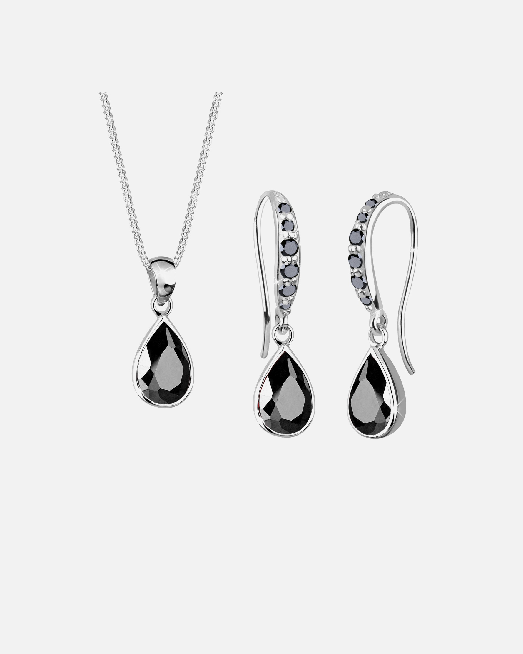 Parure de bijoux pour Femme Goutte zirconium 925 Argent Sterling Noir