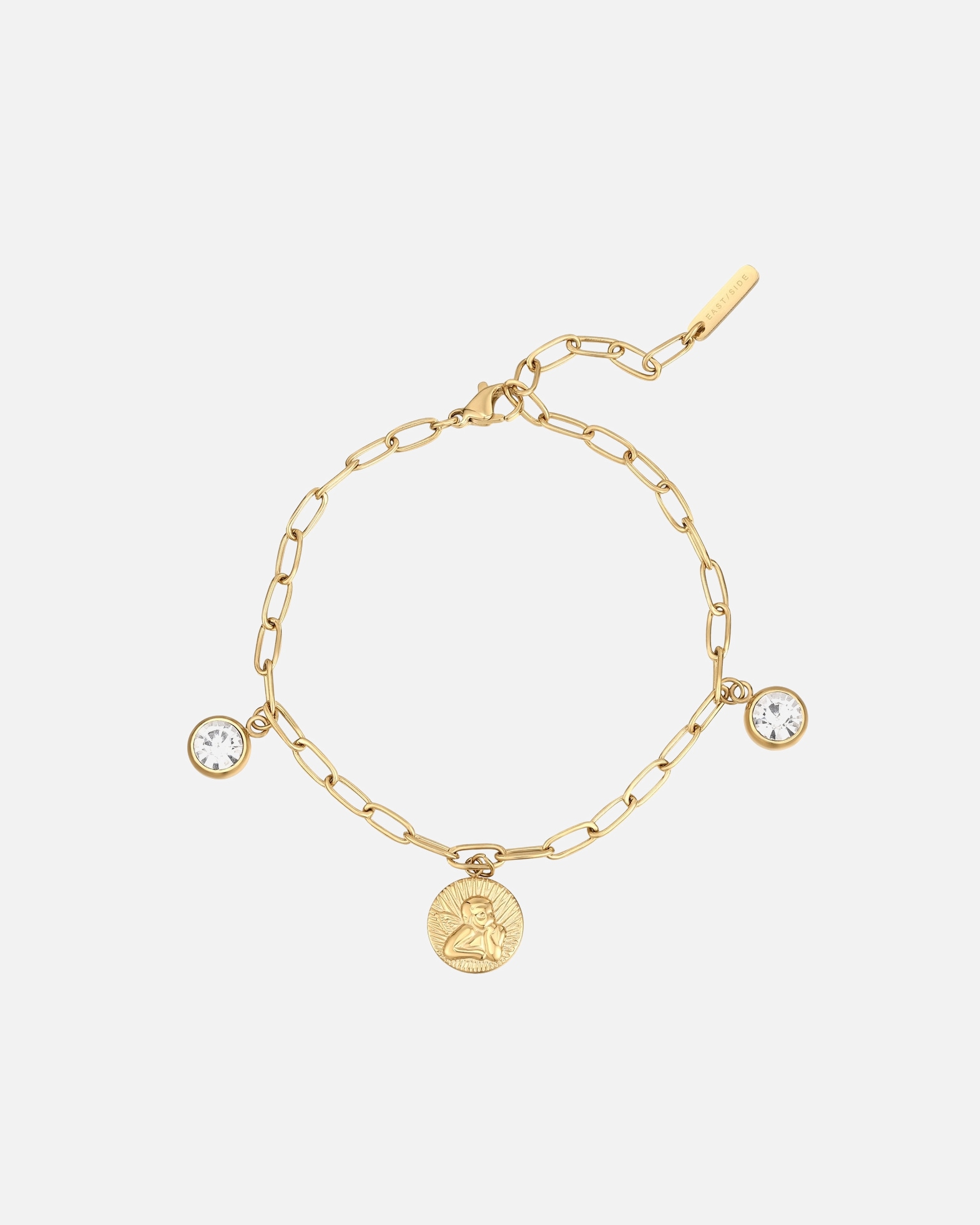 Bracelet pour Femme Eastside Bracelet Ange en Acier inoxydable en Or jaune 22,0 cm, réglable en continu
