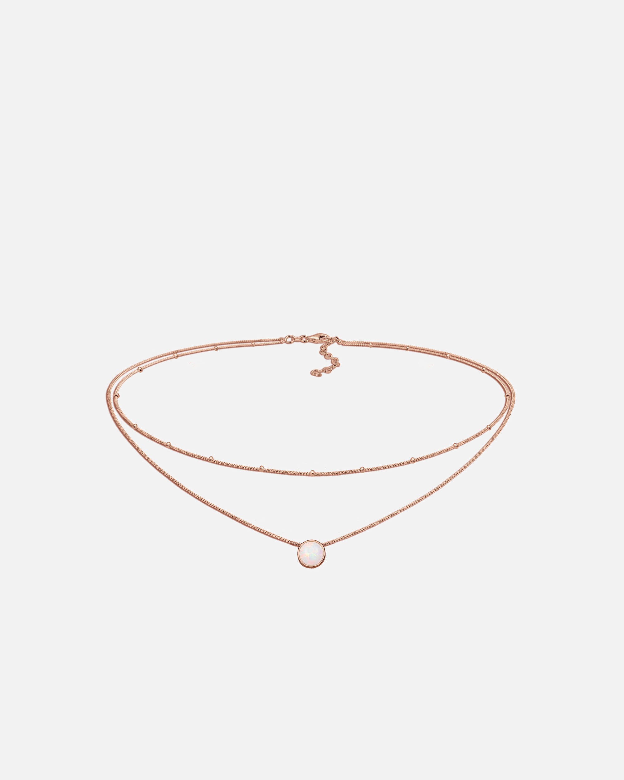 Collier pour Femme Elli Choker Layer Opal chaîne à boules 925 Argent Plaqué Or rosefarben