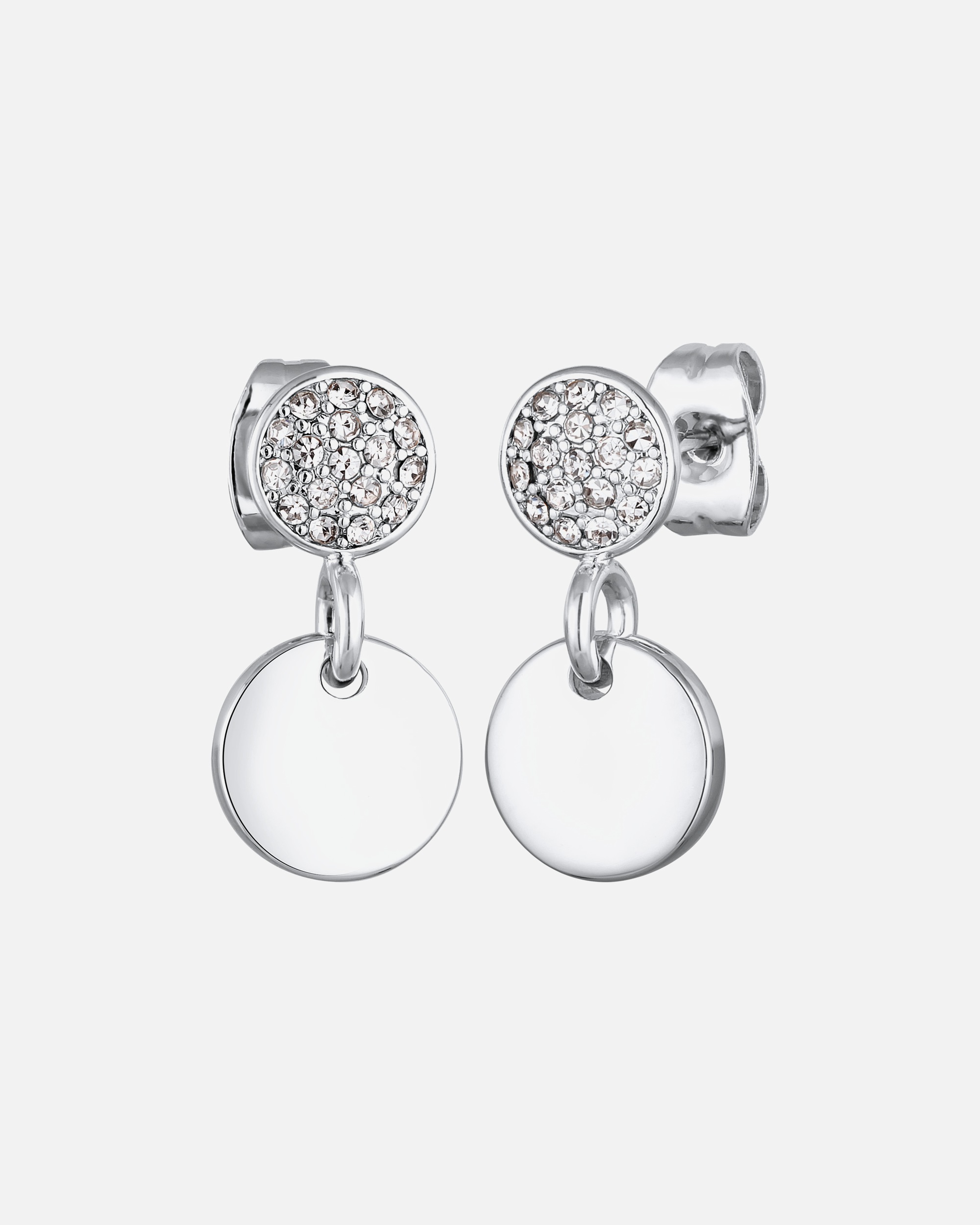 Boucles d'oreilles pour Femme Elli Femmes Pendentif d'oreilles Plaquette Rond Élégant Couleur Argent avec Cristaux silberfarben