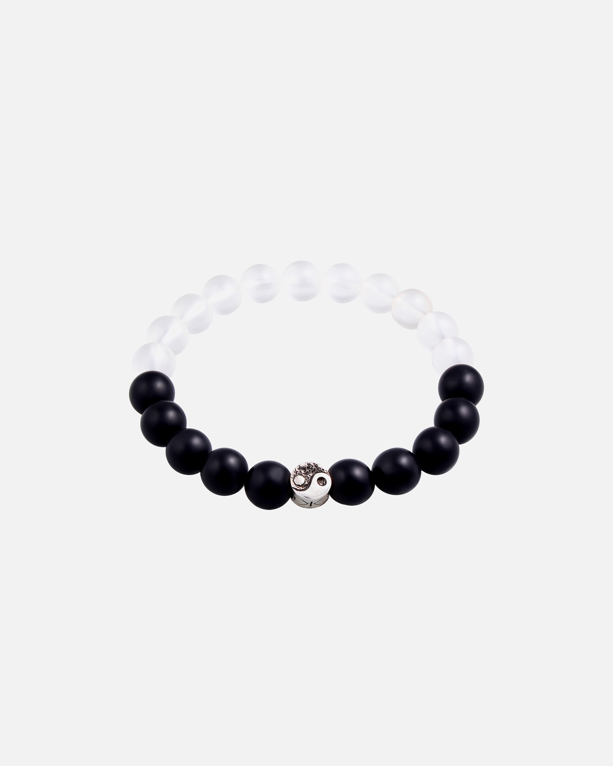 Bracelet pour Homme KUZZOI Hommes Yin Yang Symbole Perles avec Onyx en Argent Sterling 925 21
