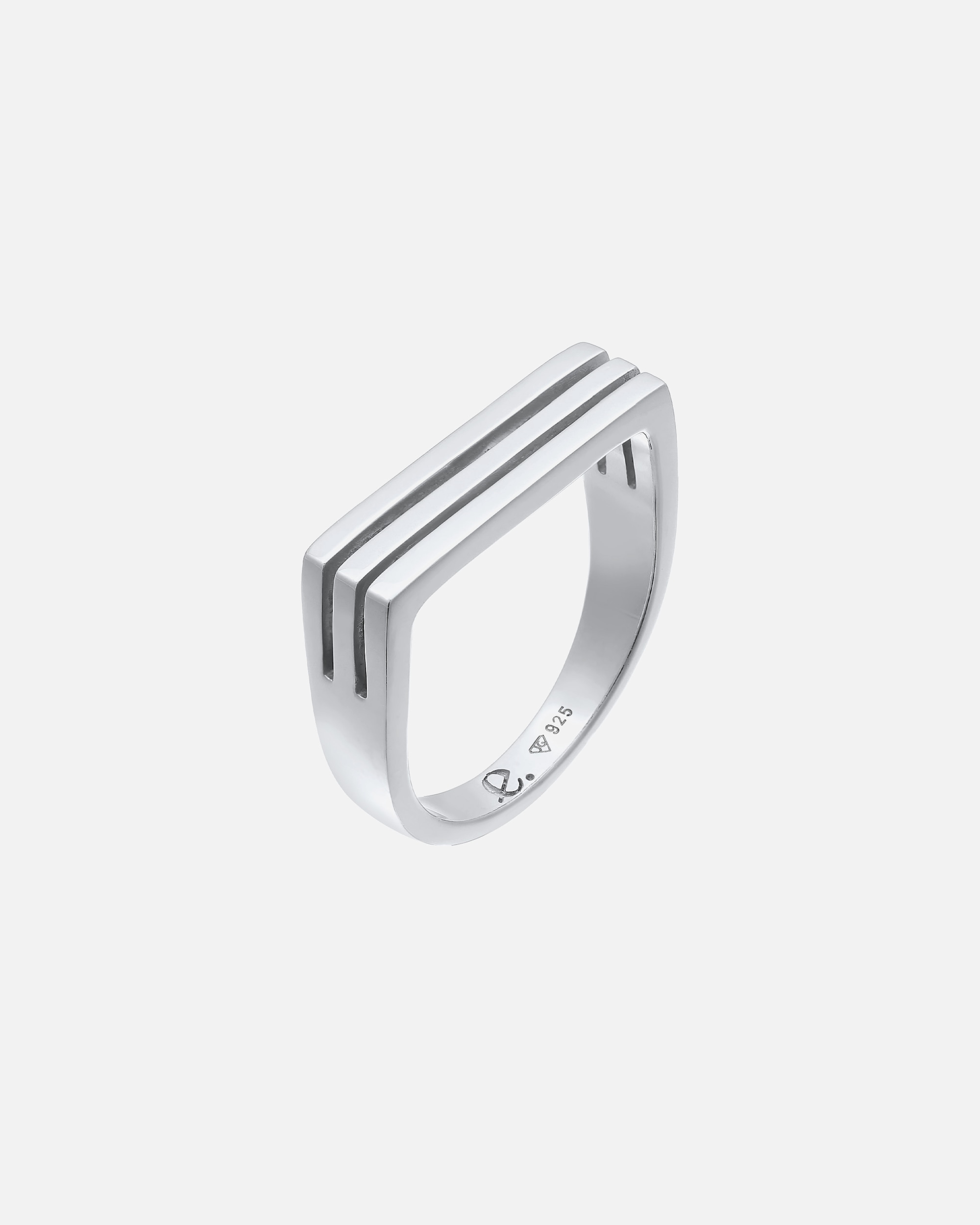Bague pour Femme Elli PREMIUM Ring Siegelring Rechteck Unisex 925 Silber rhodiniert 64