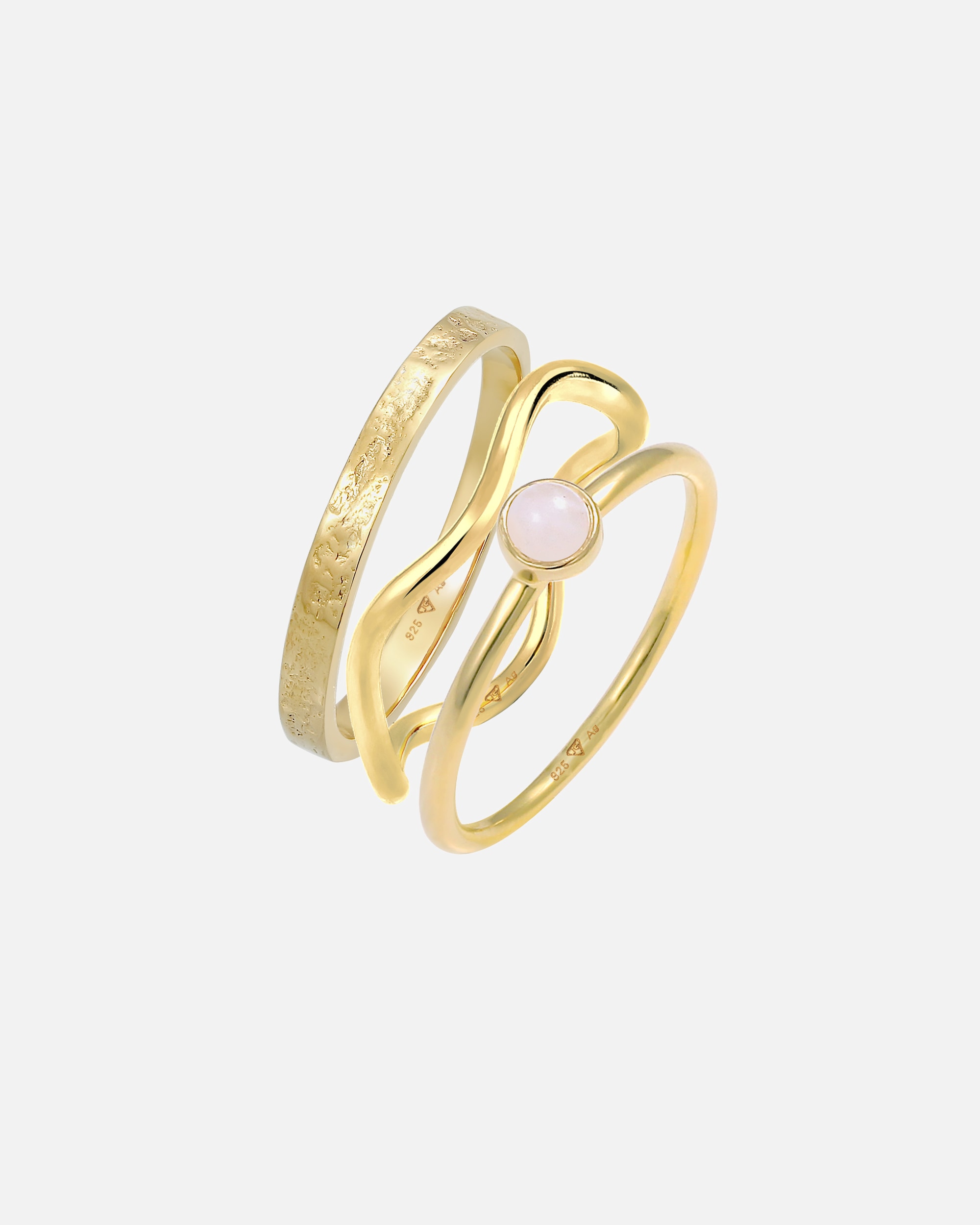 Bague pour Femme Elli PREMIUM Elli PREMIUM Bague Femmes Pile Solitaire Set avec Quartz Rose en argent sterling 925 52