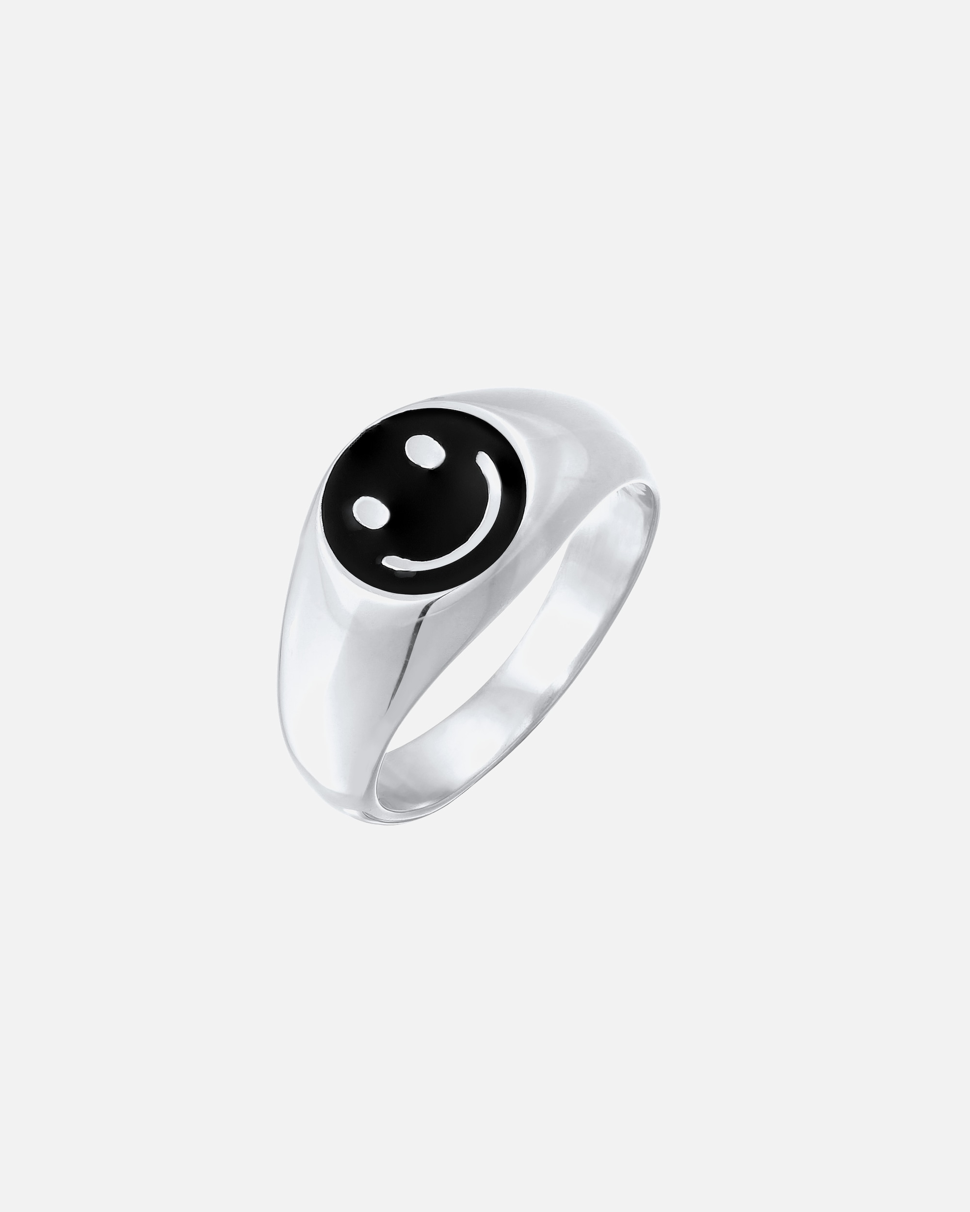 Bague pour Homme KUZZOI Herren Siegelring mit Smiling Face Emaille 925 Silber 64