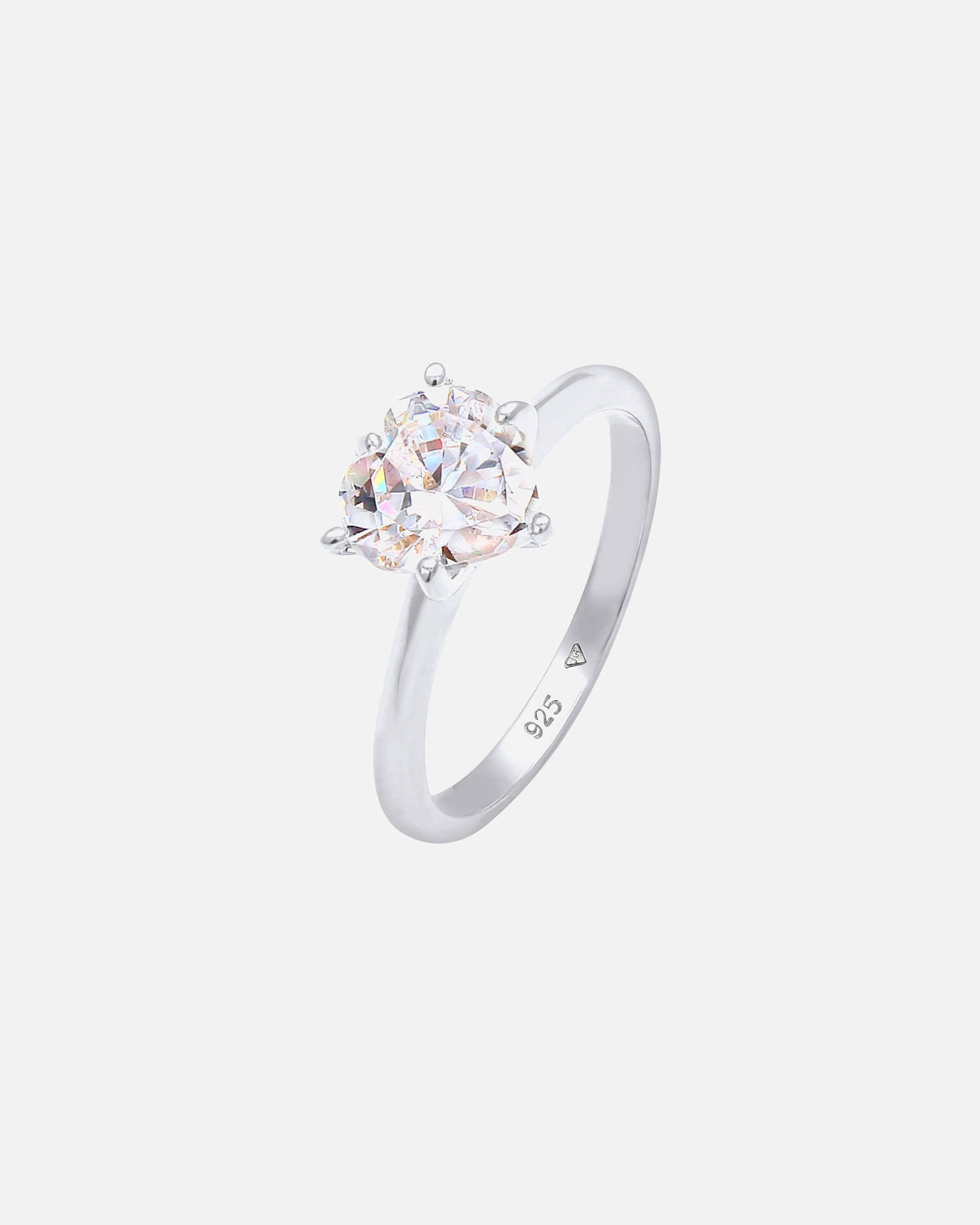 Bague pour Femme Elli Femmes Coeur Solitaire Fiançailles Amour avec Cristal de Zirconium en Argent Sterling 925 58
