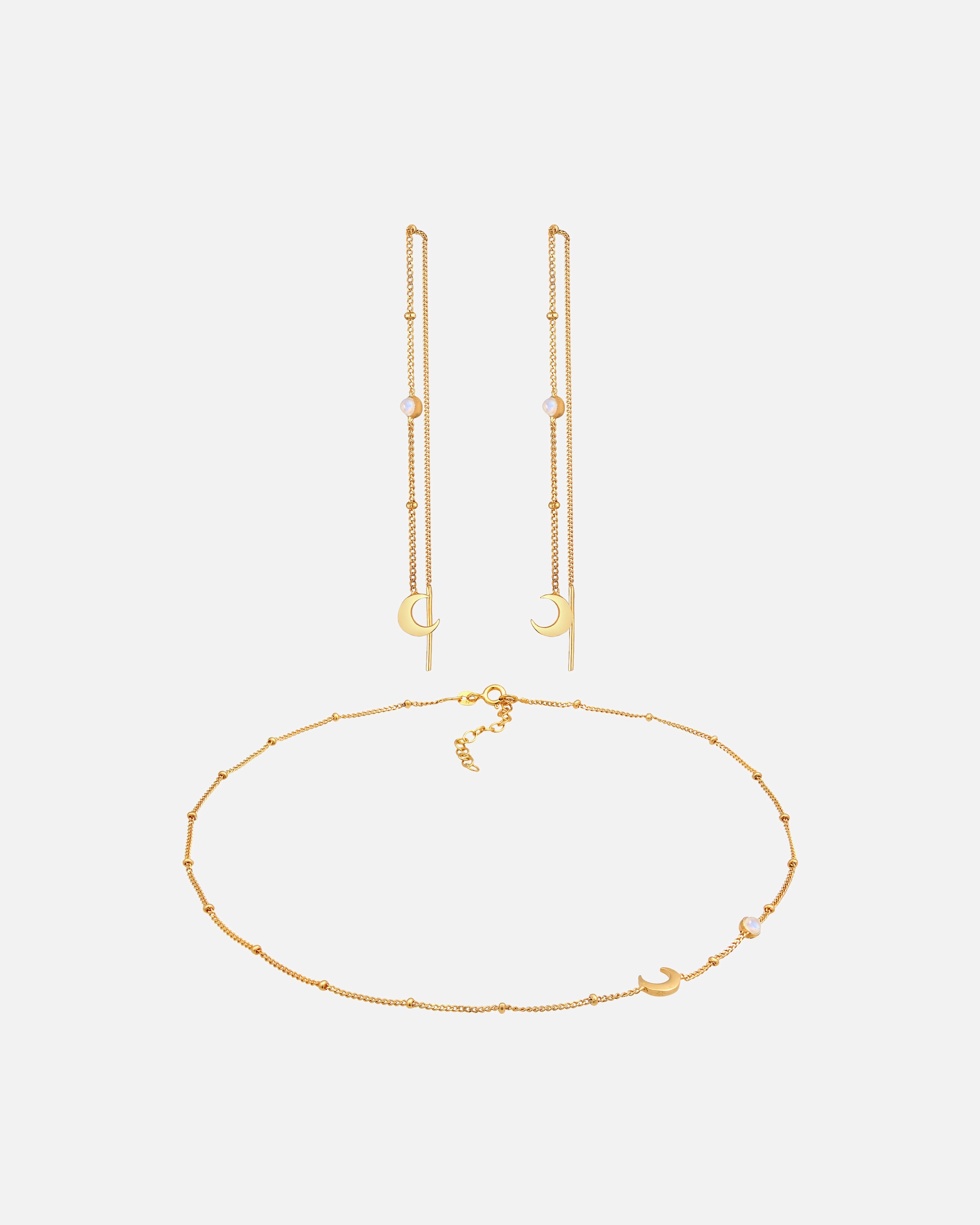 Bijoux pour Femme Elli Femmes demi-lune Astro Étincelant Set Pendentif d'oreilles avec Pierre de Lune en Argent Sterling 925 golfarben