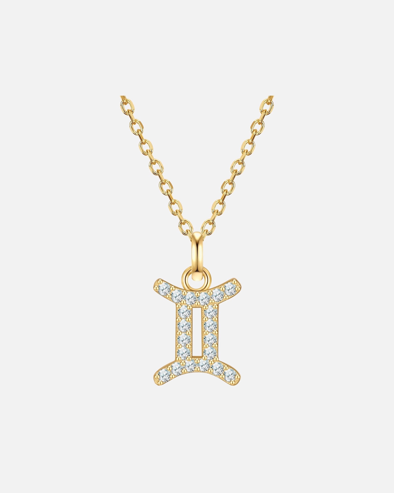 Collier pour Femme Glanzstücke München Collier Signe du Zodiaque Gémeaux en argent sterling en or jaune avec zirconium 40,0 cm Basiskette + 5,0 cm Verlängerung