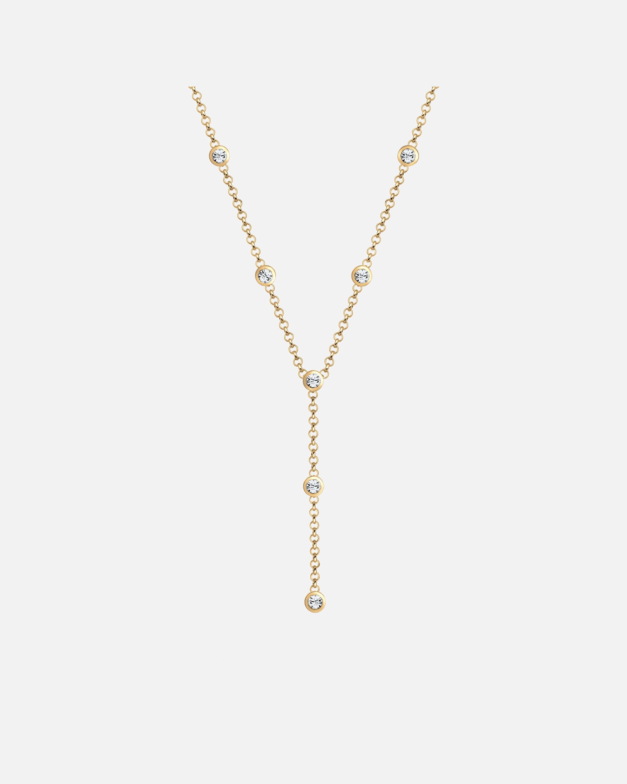 Collier pour Femme Elli Chaîne Y avec Cristaux Argent 925 goldfarben