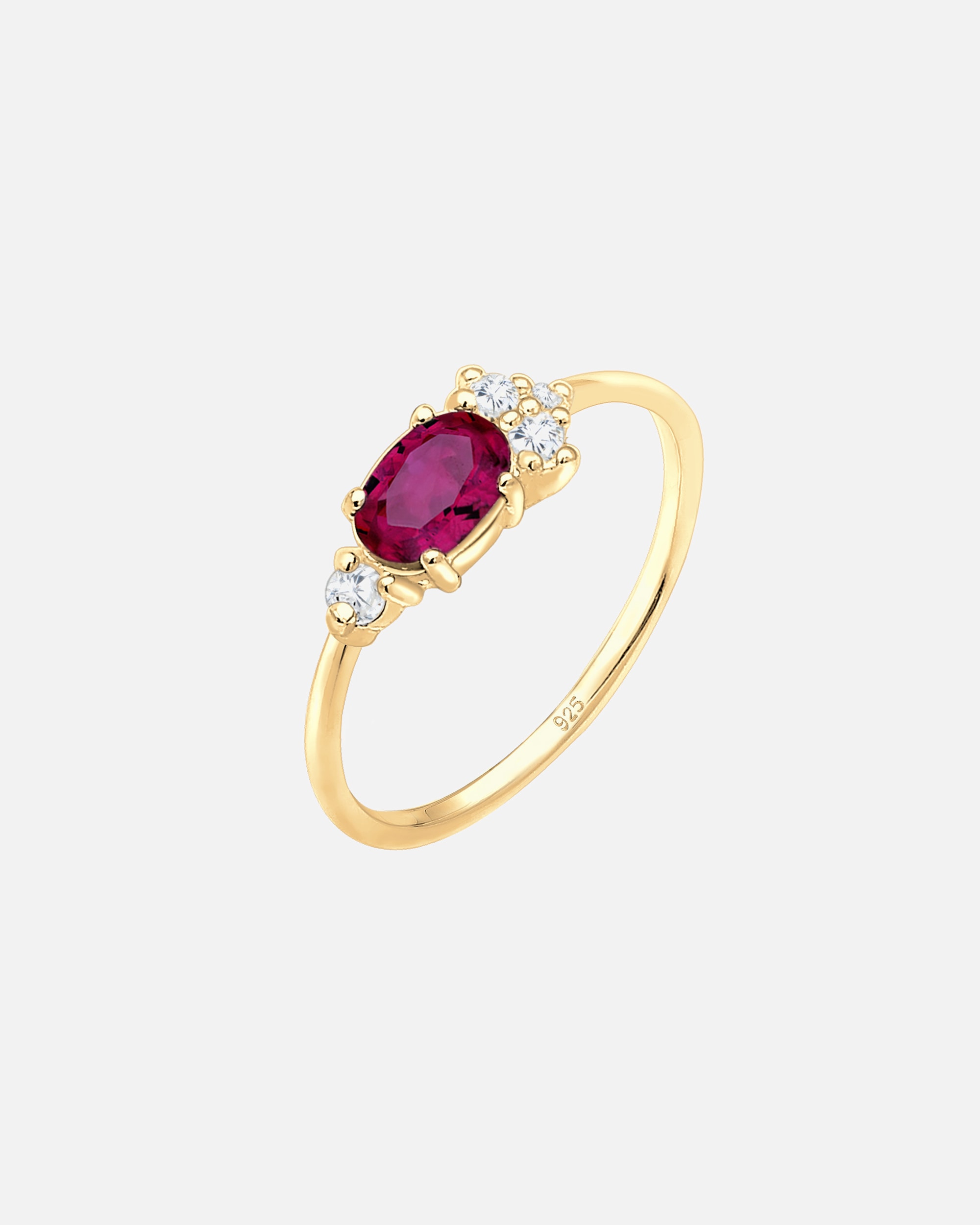 Bague pour Femme Elli PREMIUM Zirconia Synthétique Rubis 925 Argent Plaqué Or 58