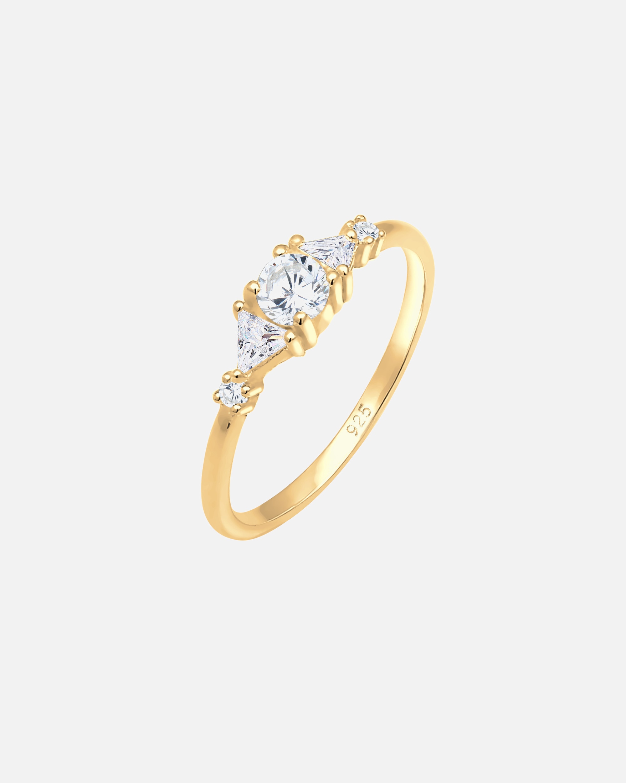 Bague pour Femme Elli PREMIUM Triangle Zirconium étincelant 925 Argent Plaqué Or 52