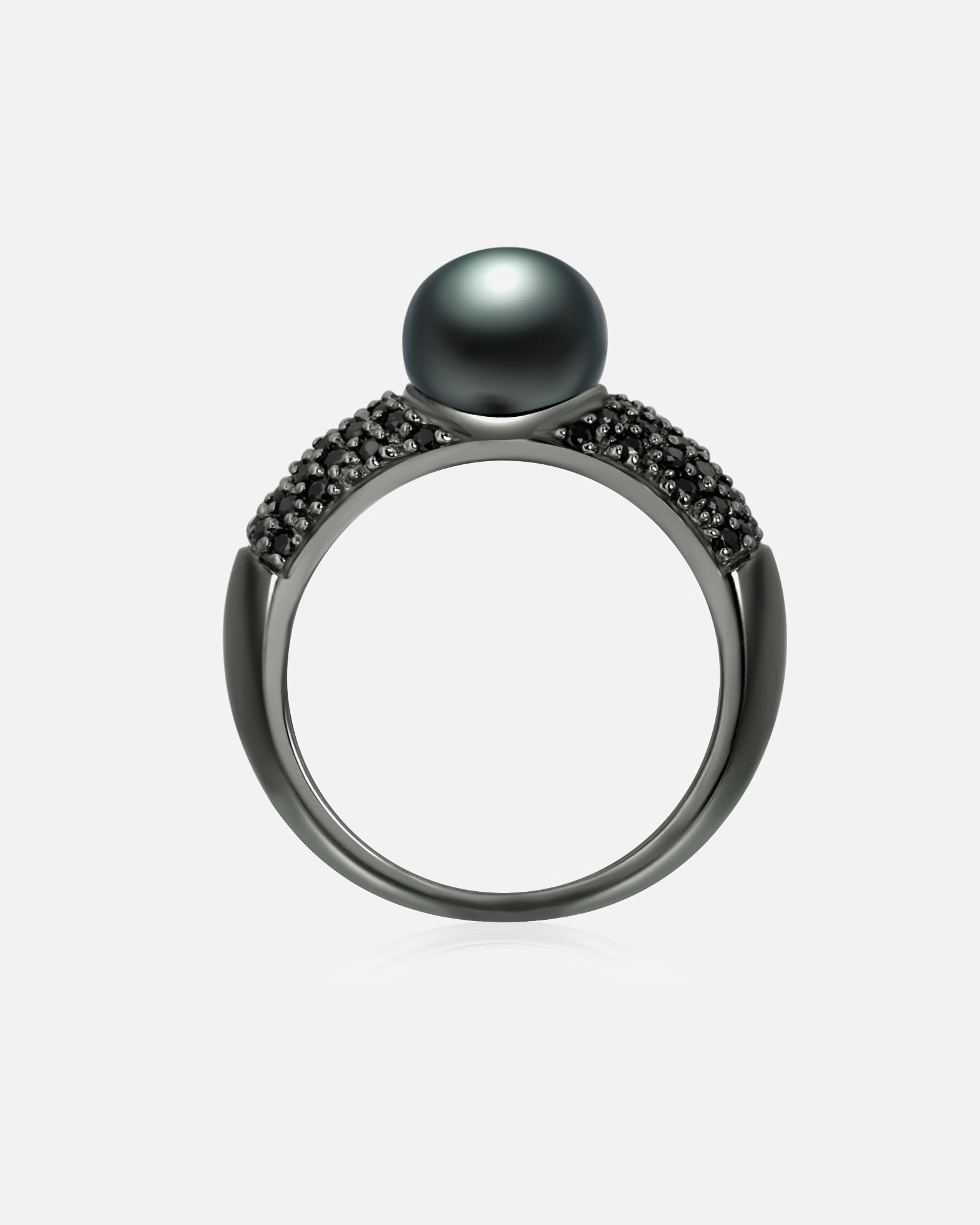 Bague pour Femme Valero Pearls Bague Argent sterling Oxyde de zirconium (CZ) Perle de culture d'eau douce en Noir 56