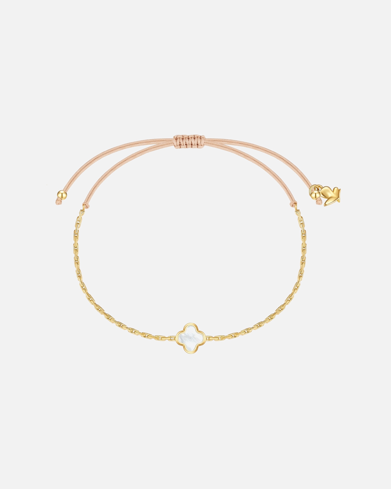 Bracelet pour Femme Glanzstücke München Bracelet trèfle en acier inoxydable en or jaune avec nacre Réglable 15,0 - 22,0 cm