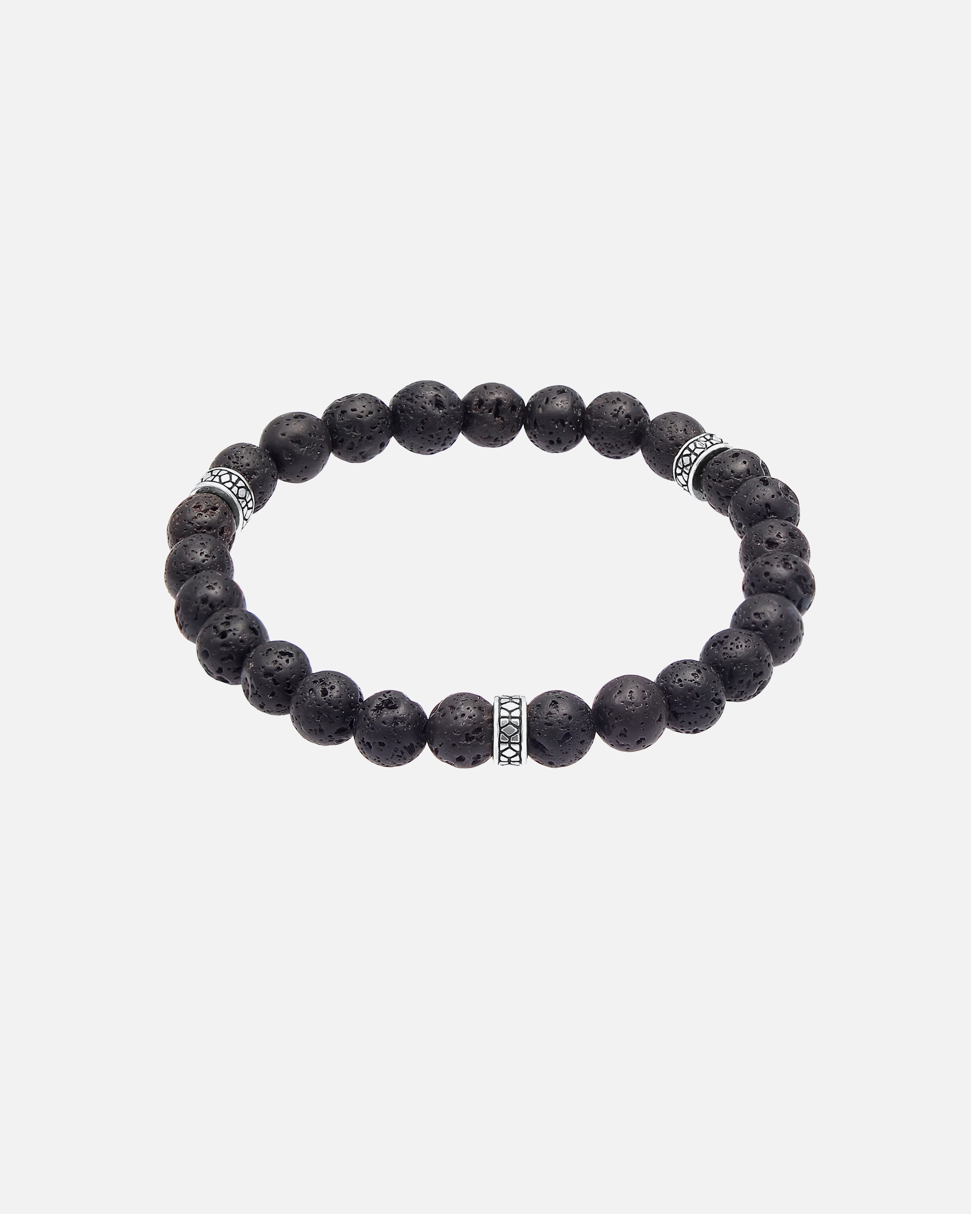 Bracelet pour Homme KUZZOI Herren Lava Schwarz Vintage 925 Silber Oxidiert 19