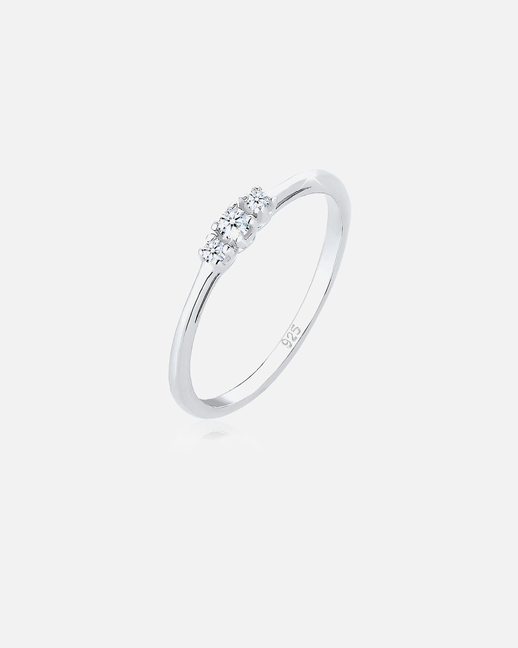 Bague pour Femme Elli DIAMONDS Femme Anneau d'enclenchement Classique Diamant (0.07 ct.) 925 Argent 58