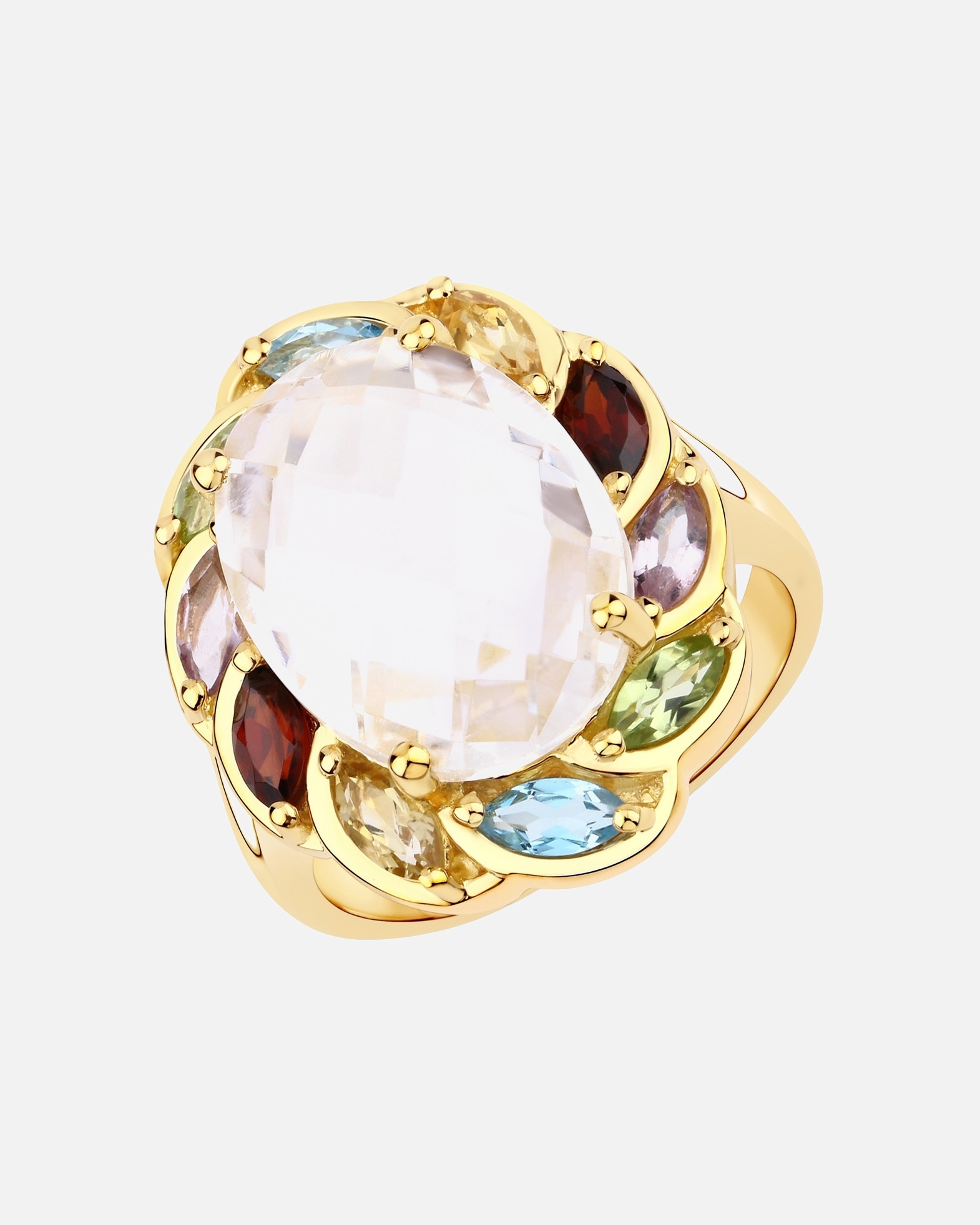 Bague pour Femme Rafaela Donata Bague Argent sterling Cristal de quartz en Or jaune 54