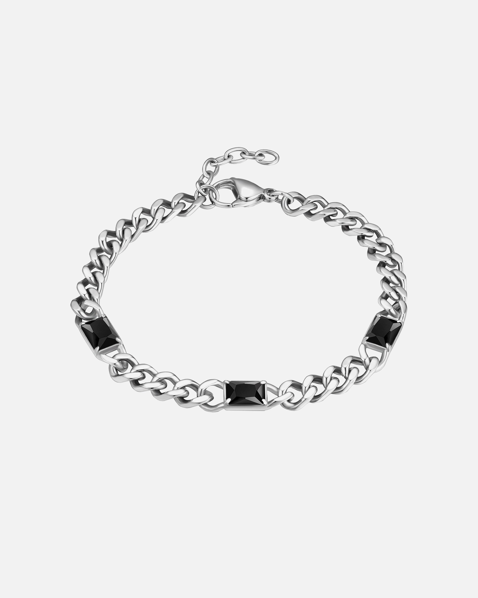 Bracelet pour Homme True Rebels Bracelet en Acier inoxydable en Argent Longueur de base 21,0 + rallonge 3,0 cm
