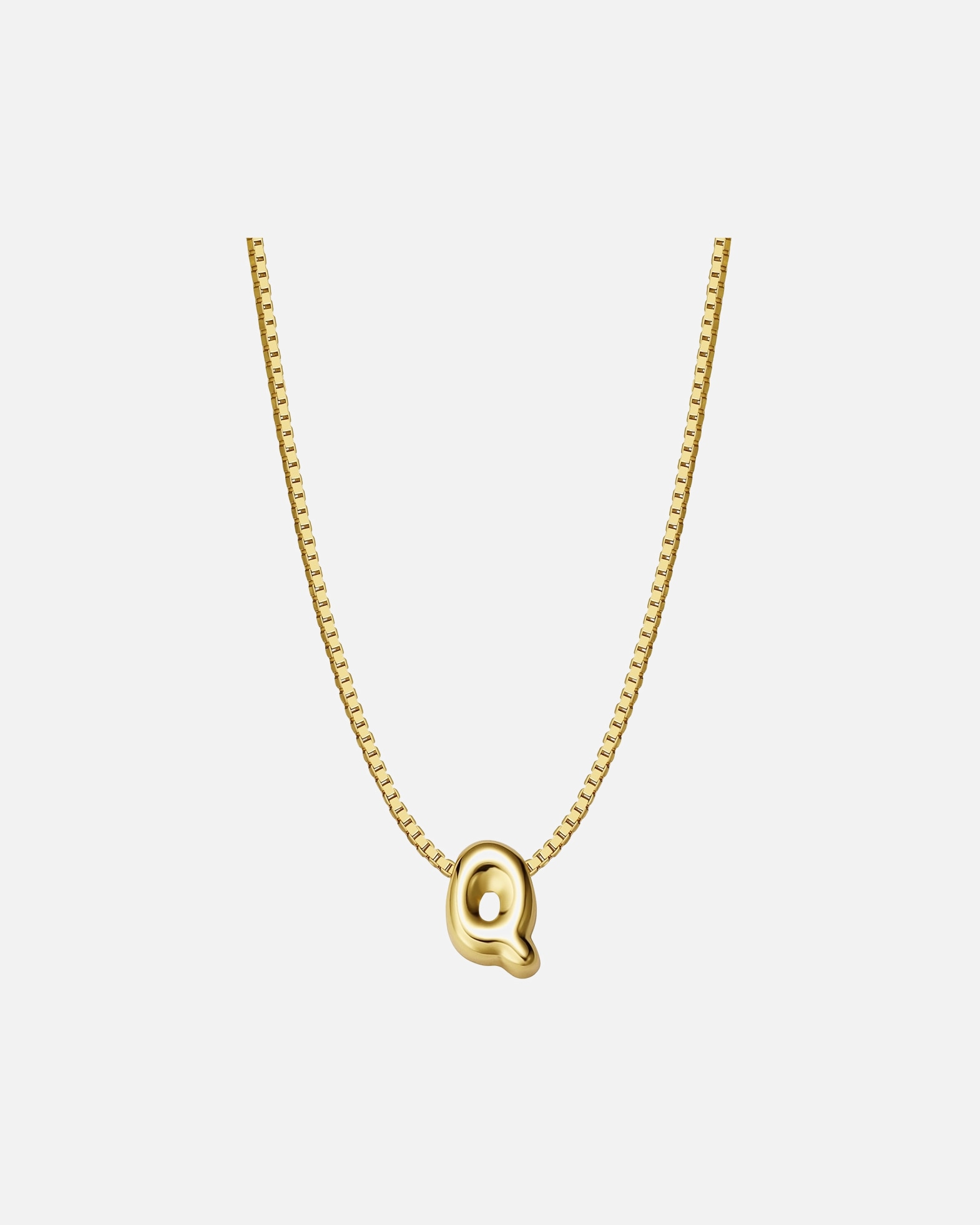 Collier pour Femme Glanzstücke München Collier Lettre Q en Argent Sterling en or jaune 40,0 cm Basiskette + 5,0 cm Verlängerung
