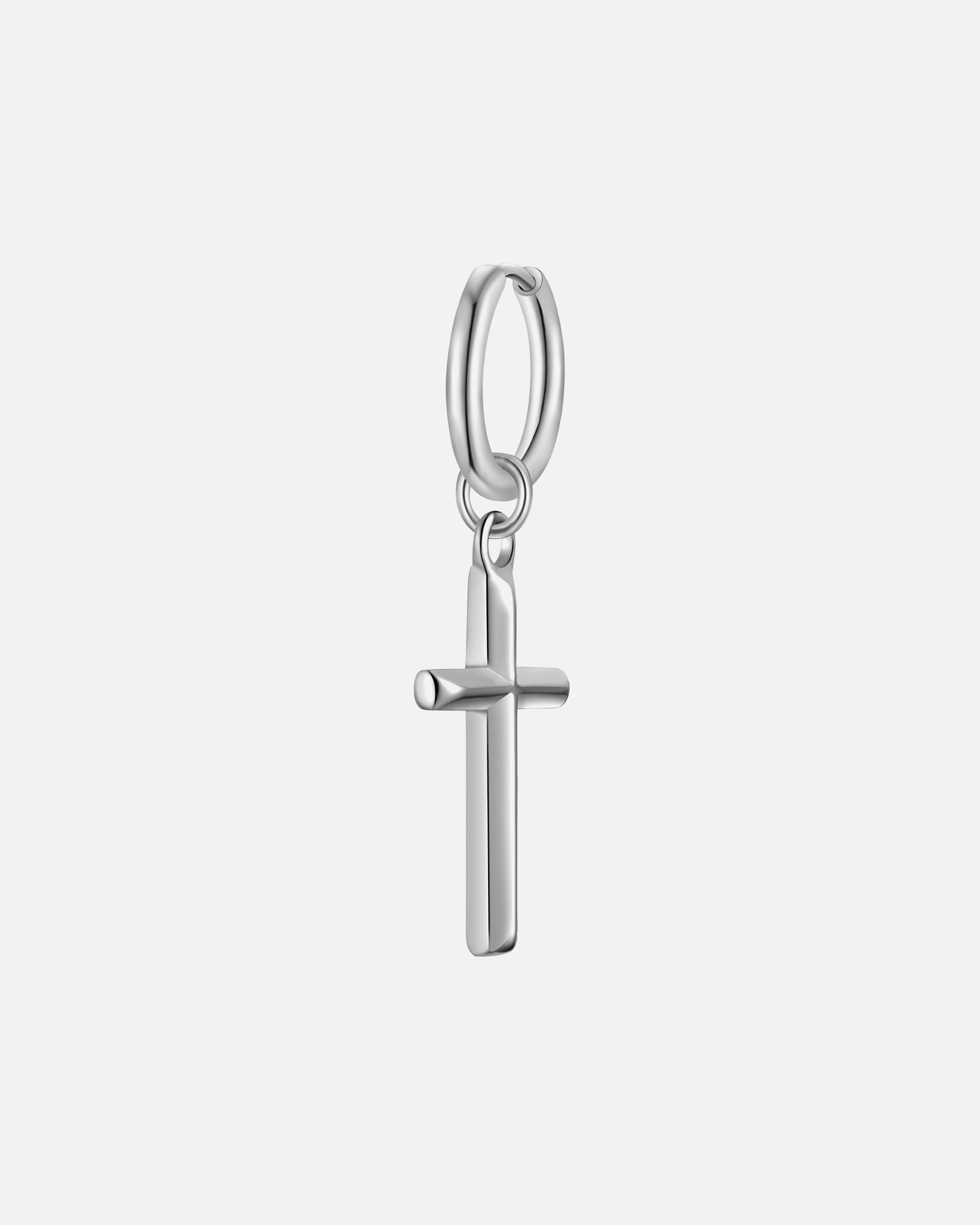 Créoles pour Homme True Rebels Boucles d´oreilles Croix en Acier inoxydable en Argent 38,2 mm