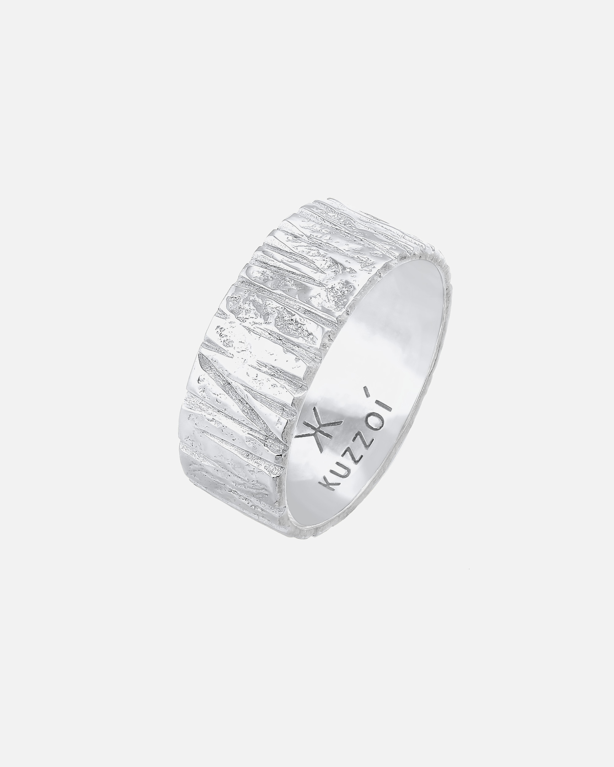 Bague pour Homme KUZZOI Bague pour homme Structure martelée aspect organique tendance en argent sterling 925 60