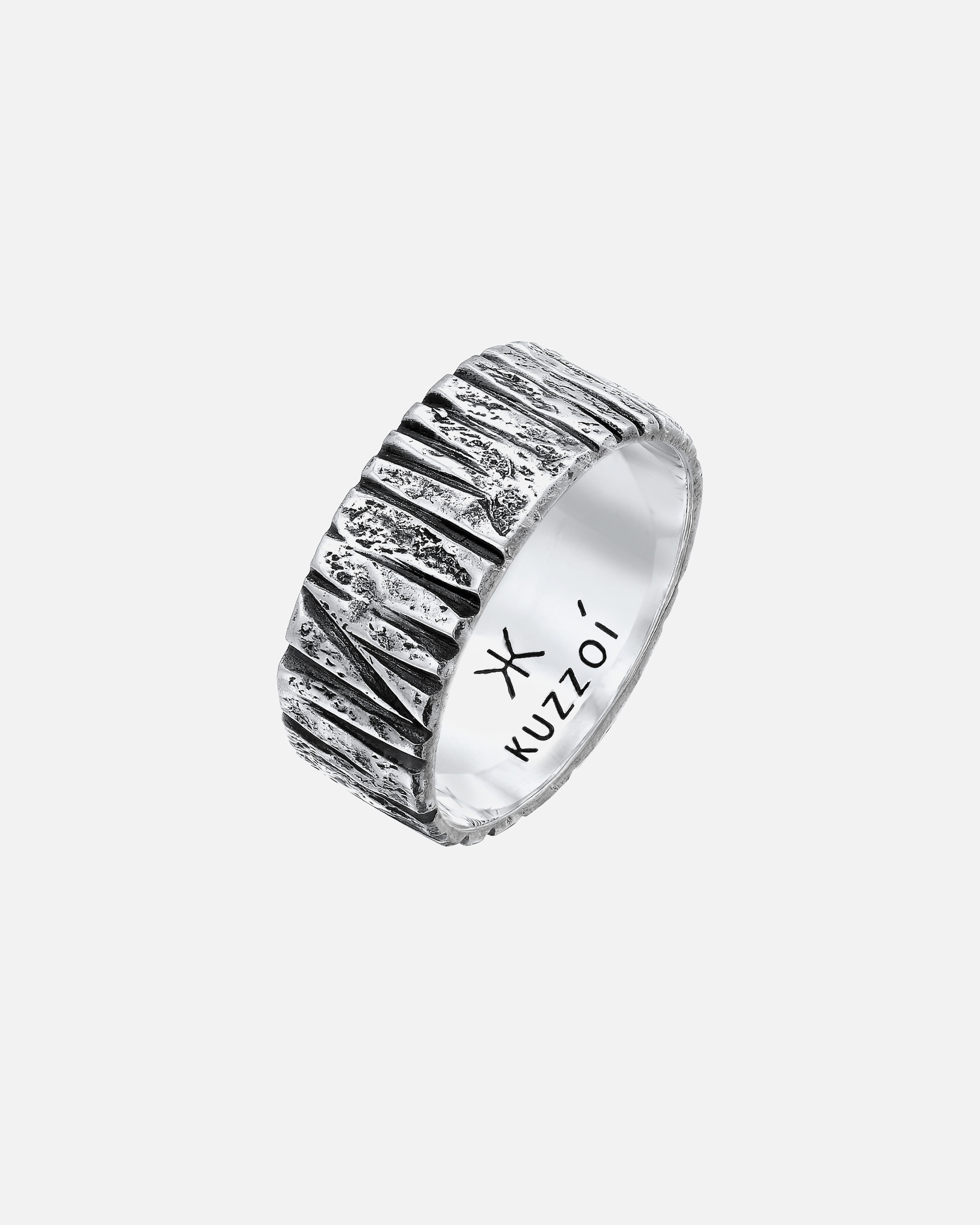 Bague pour Homme KUZZOI Bague pour homme Structure martelée aspect organique tendance en argent sterling 925 64