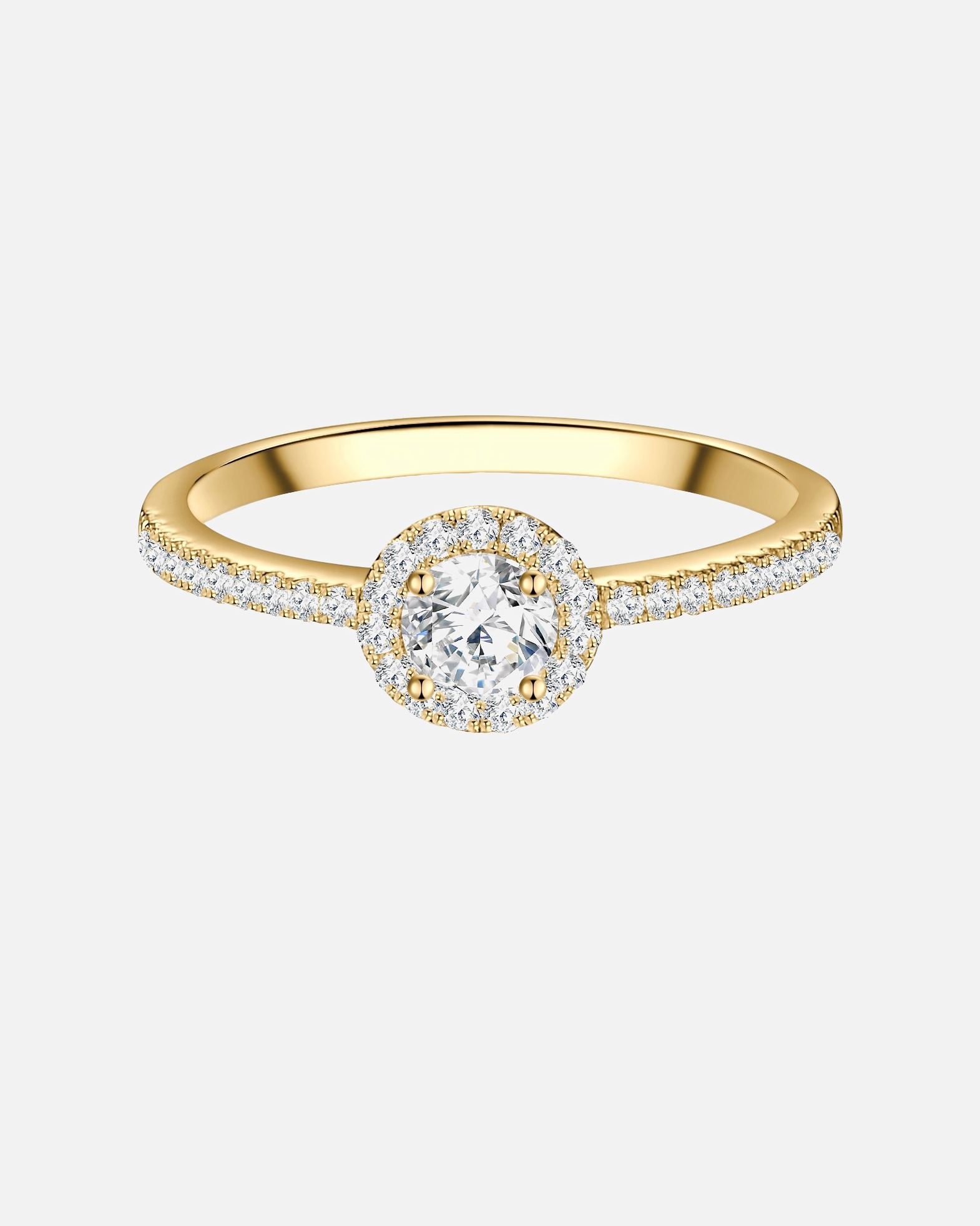 Bague pour Femme Trilani Bague aus Sterling Silber in Gelbgold mit Zirkonia 58