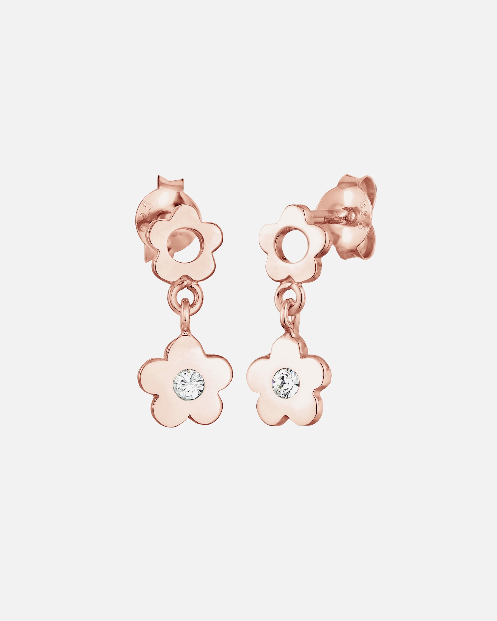 Boucles d'oreilles pour Femme Elli Boucles d'oreilles enfants fleur avec cristal en argent sterling 925 rosefarben